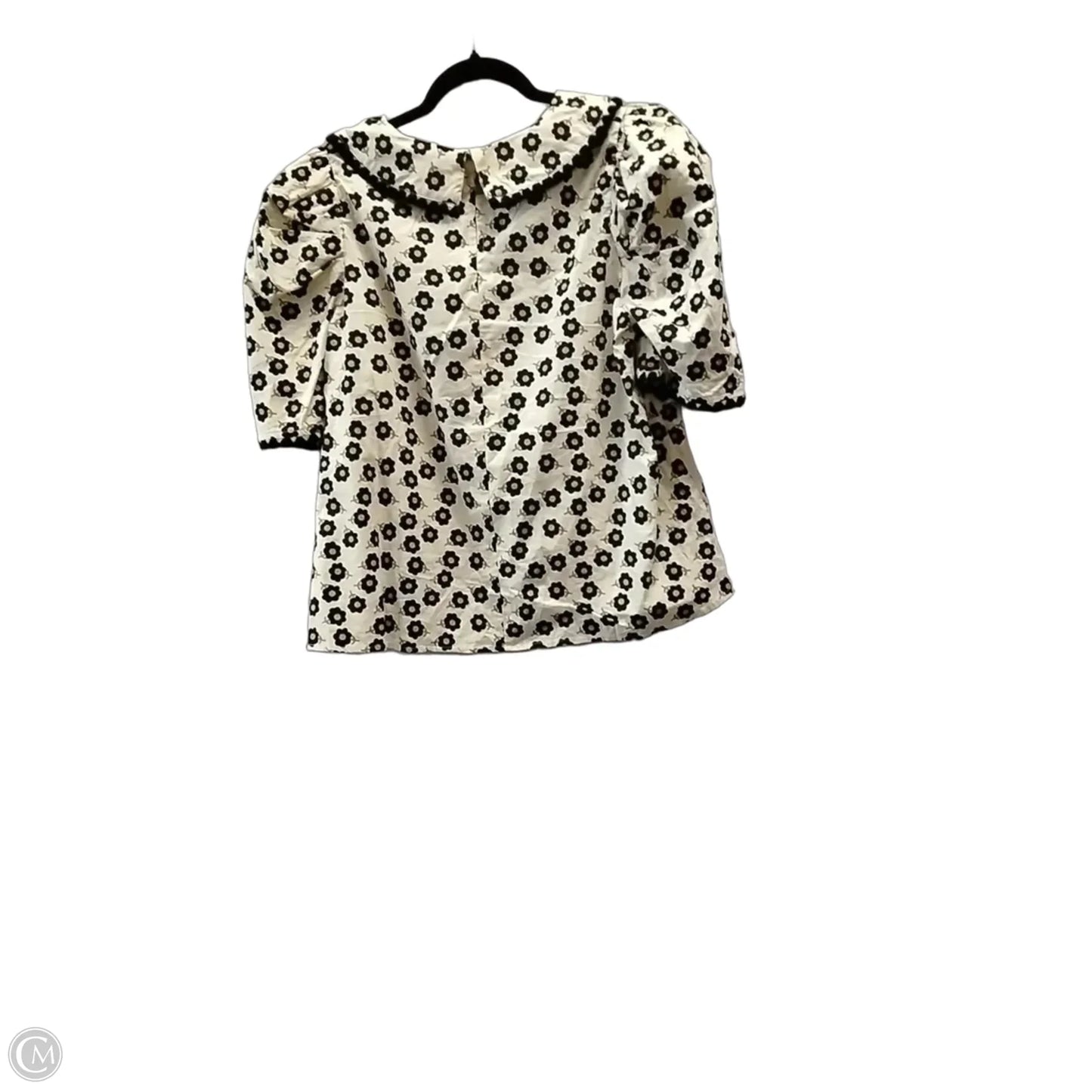 Blouse Short Sleeve By Entro In Black & Cream, Size: M