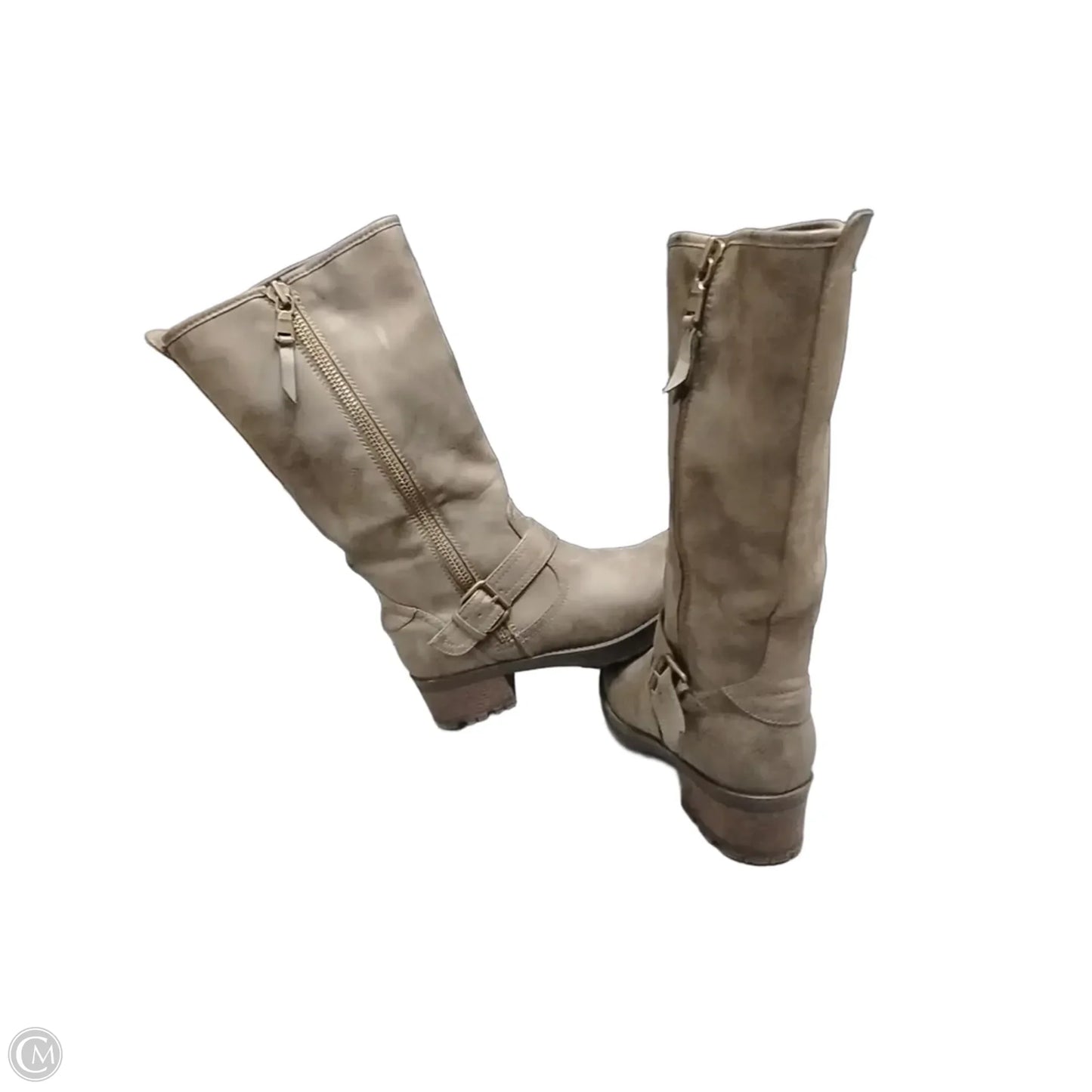 Boots Knee Heels By Cme In Grey, Size: 8