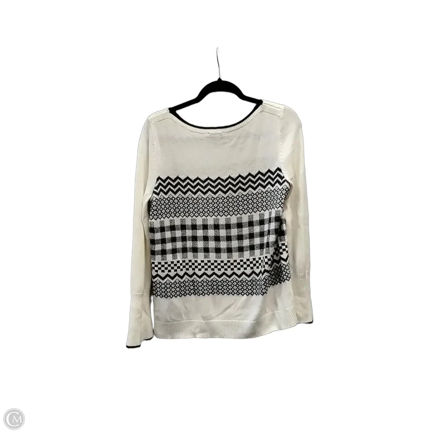 Sweater By Talbots In Black & Cream, Size: M
