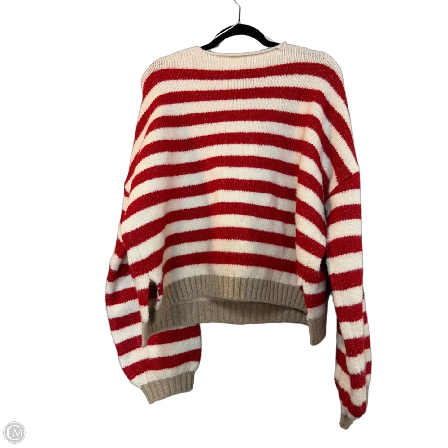 Sweater By Peach Love Cream California In Red & White, Size: L