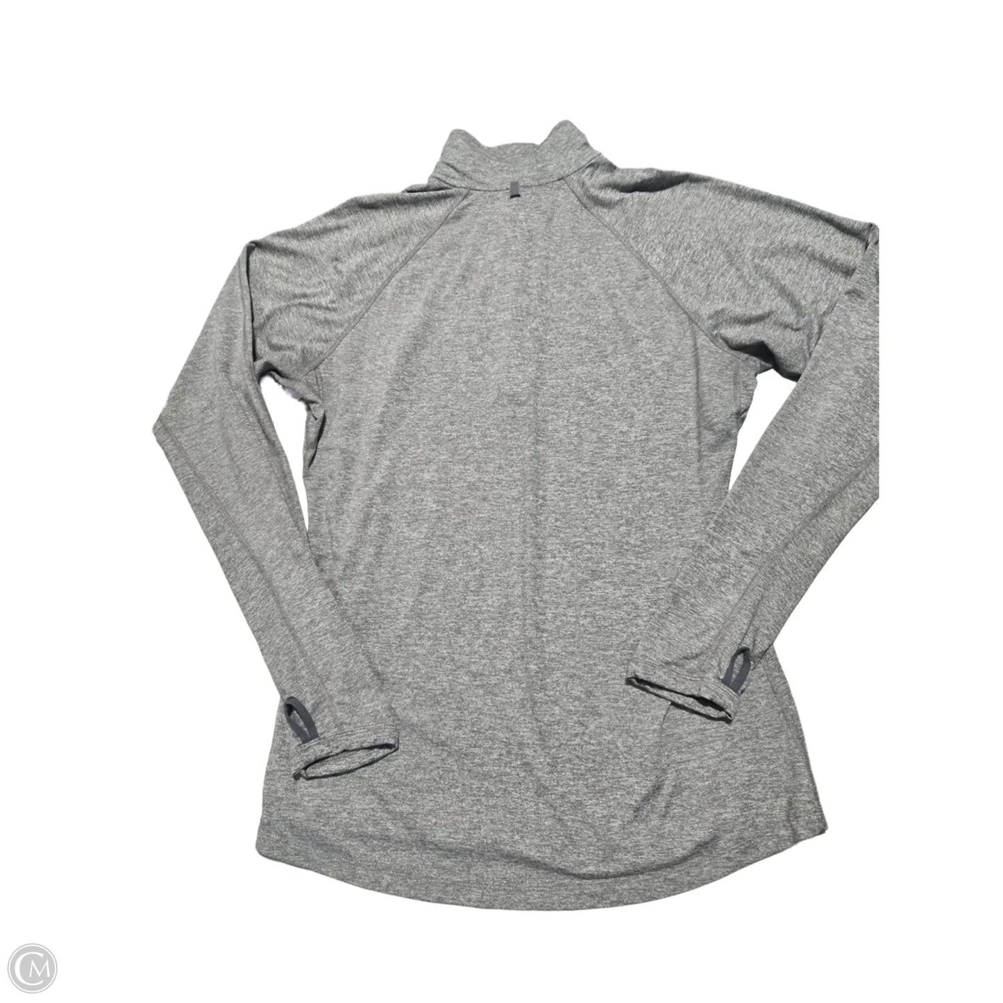 Athletic Top Long Sleeve Collar By Nike In Grey, Size: L