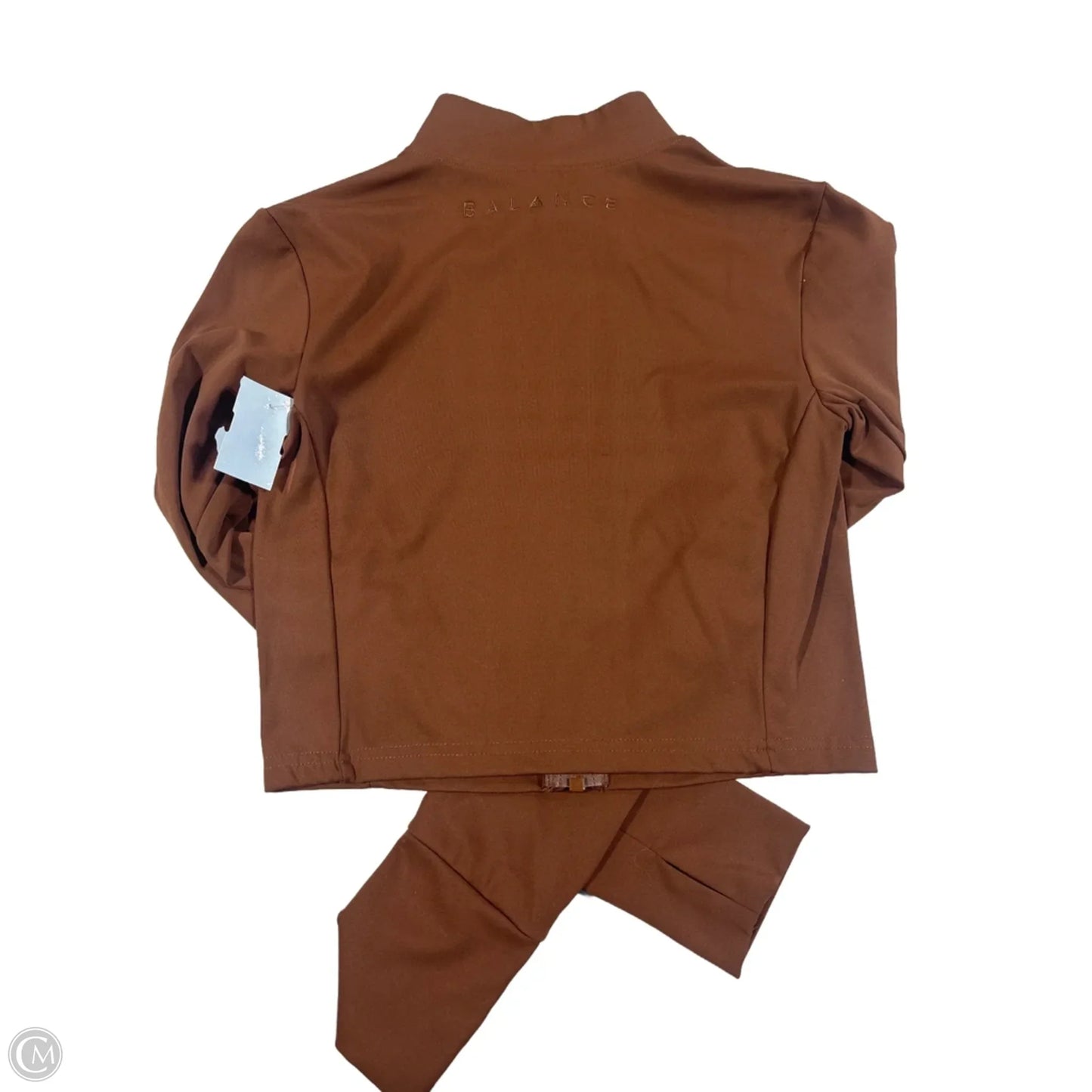 Athletic Top Long Sleeve Collar By Balance Collection In Brown, Size: S