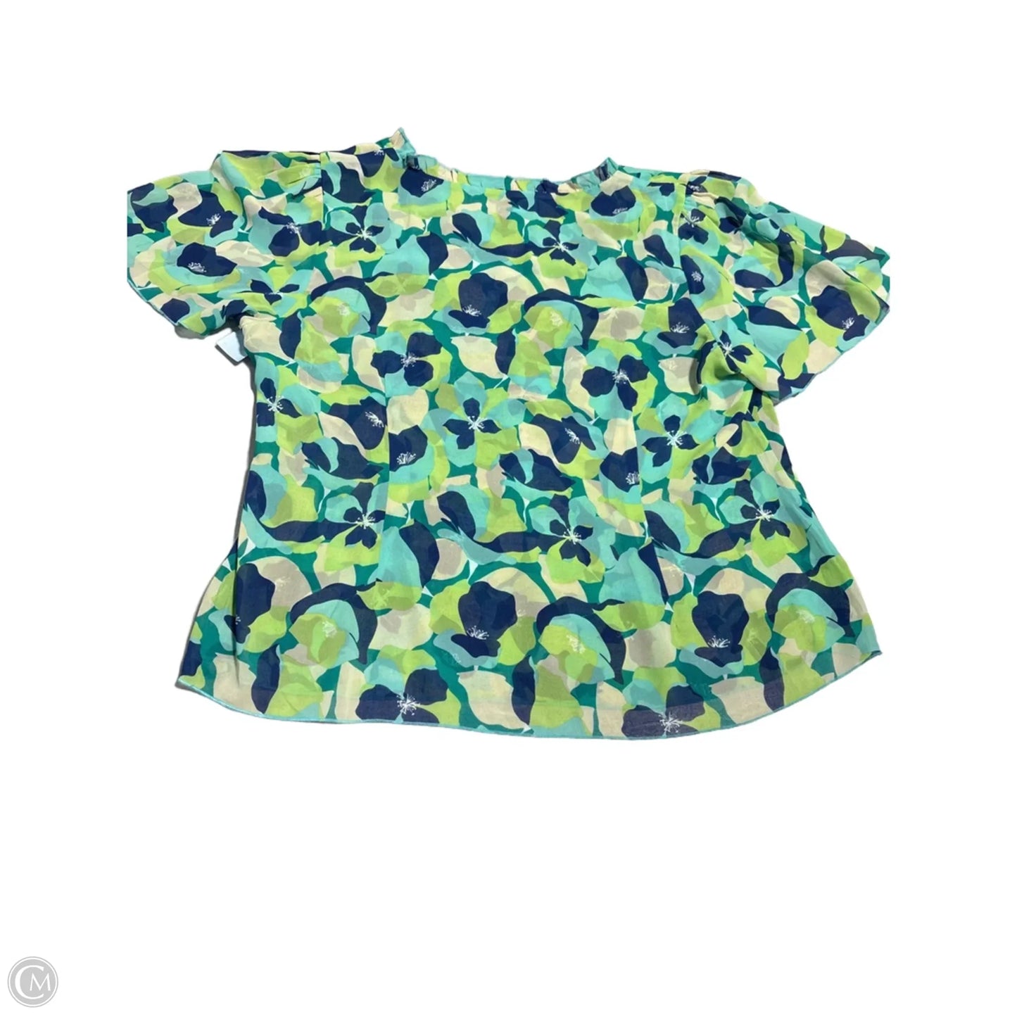 Blouse Short Sleeve By Cabi In Blue & Green, Size: Xl