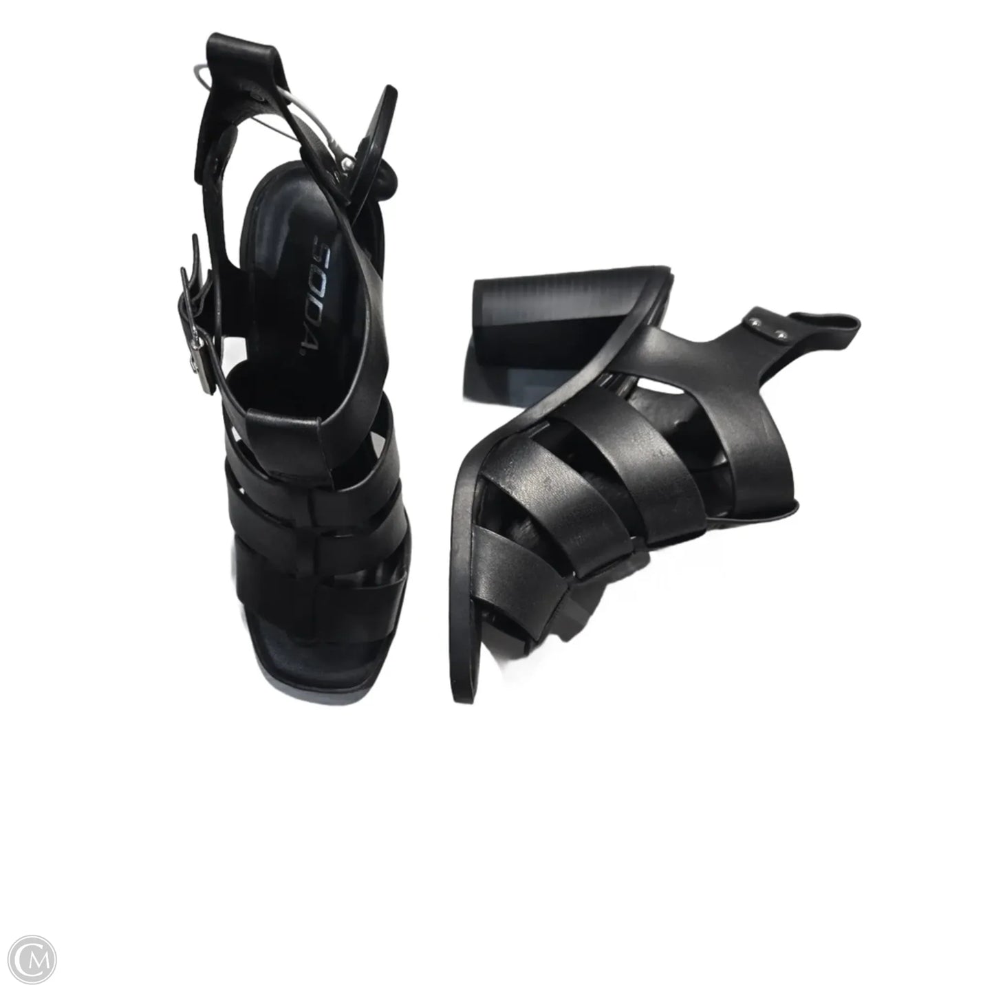 Sandals Heels Block By Soda In Black, Size: 6