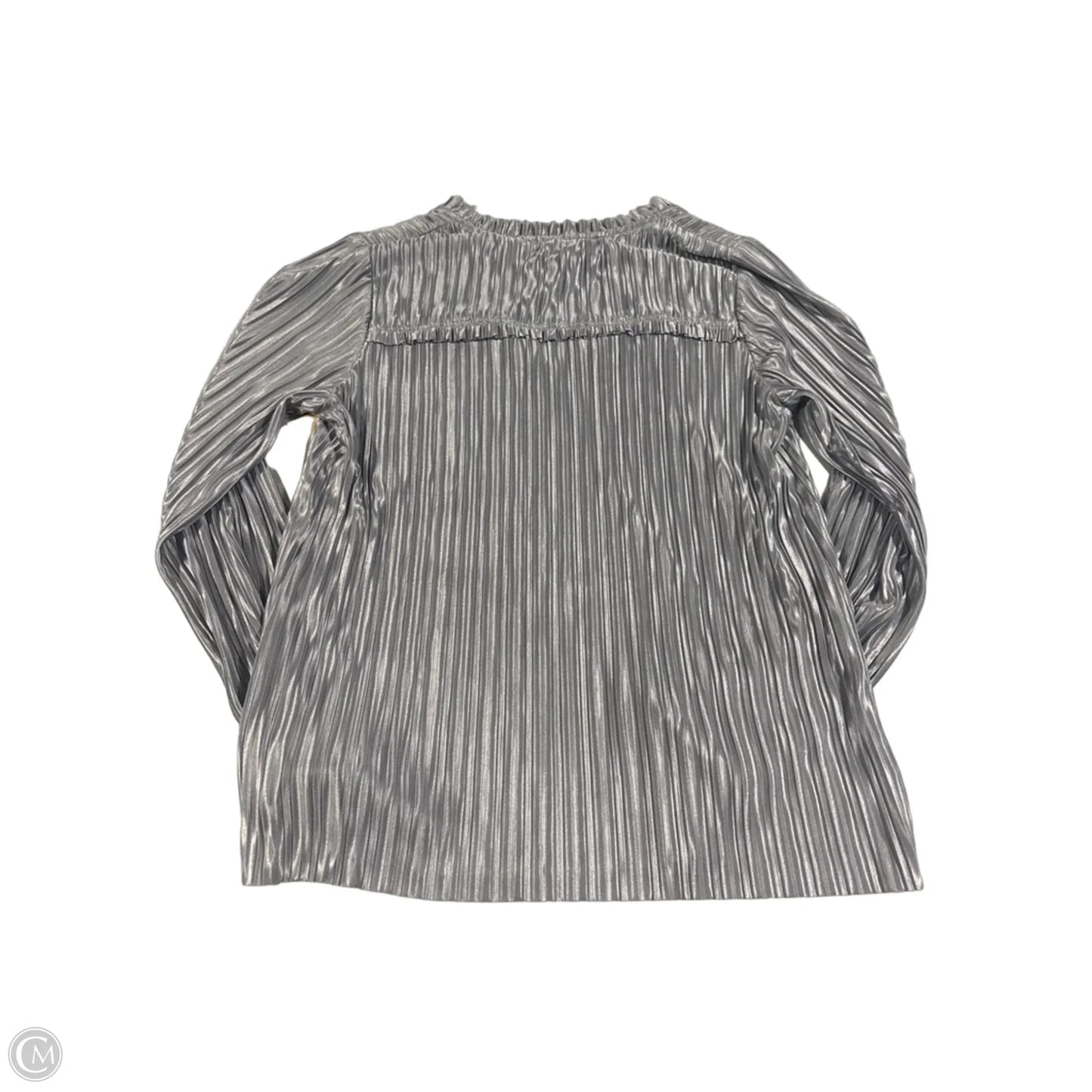 Blouse Long Sleeve By White House Black Market In Silver, Size: Xs
