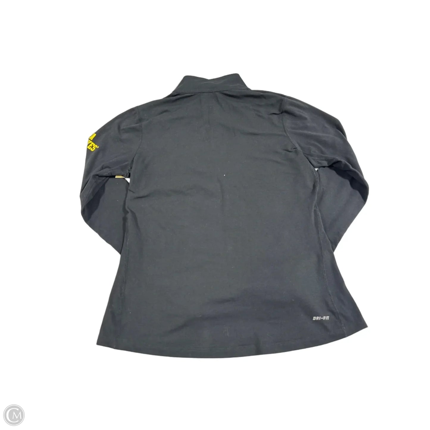 Athletic Top Long Sleeve Collar By Nike In Grey, Size: M