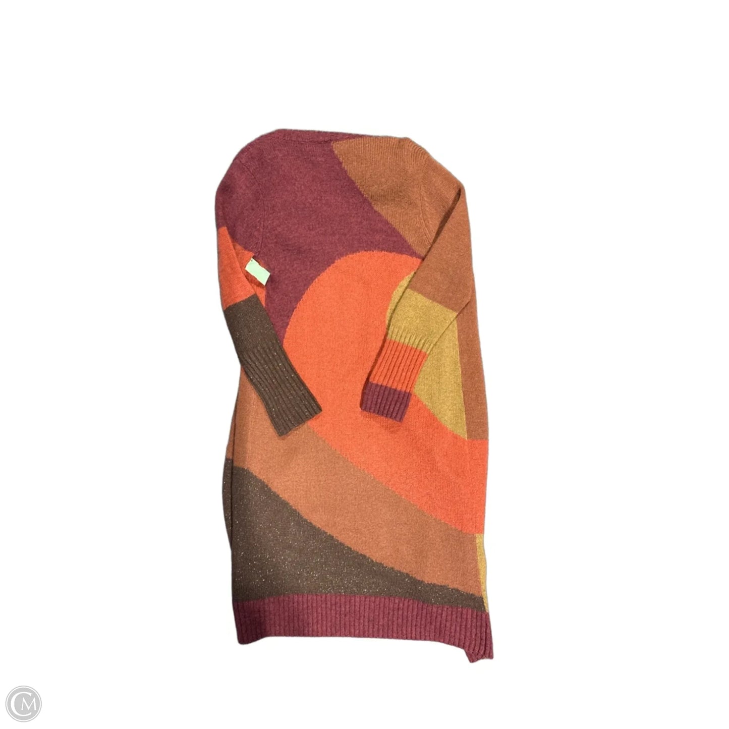 Sweater Cardigan By Chicos In Brown & Orange, Size: L