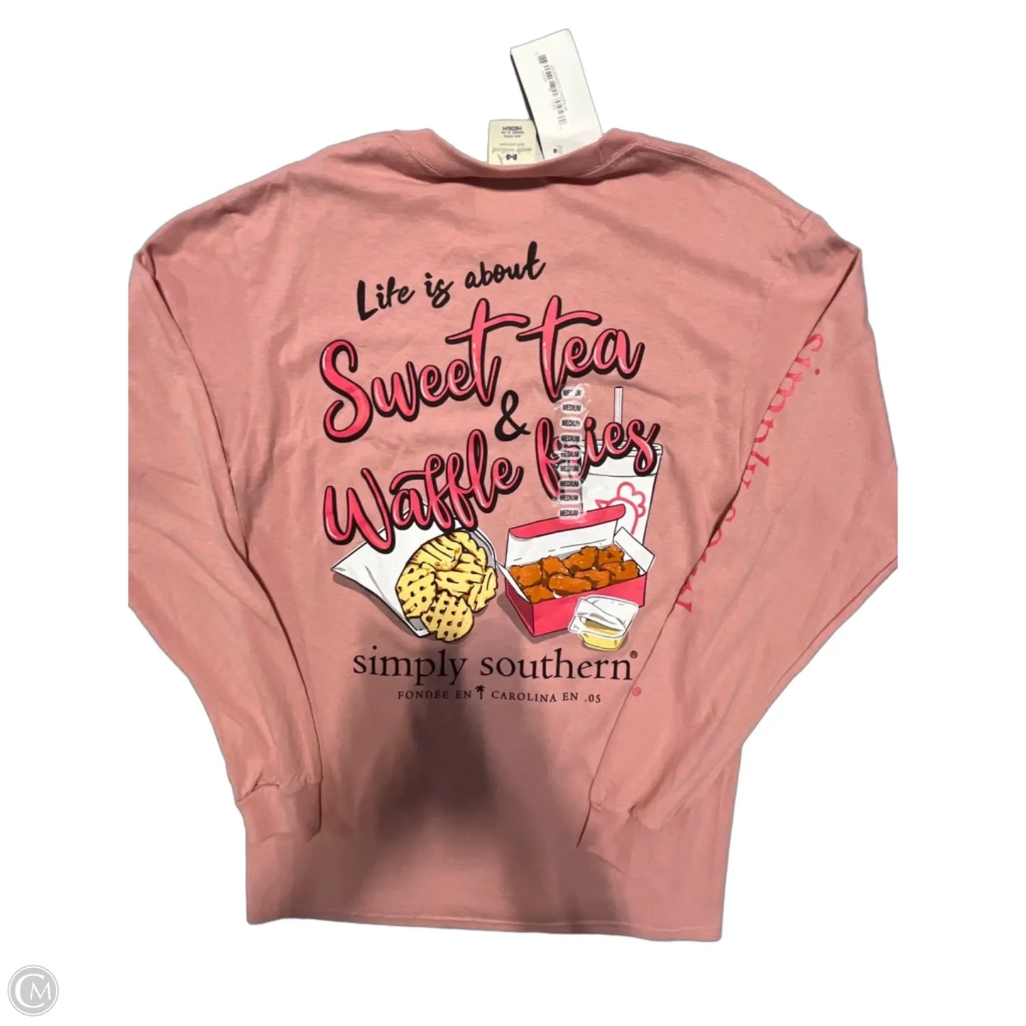 Top Long Sleeve By Simply Southern In Pink, Size: M