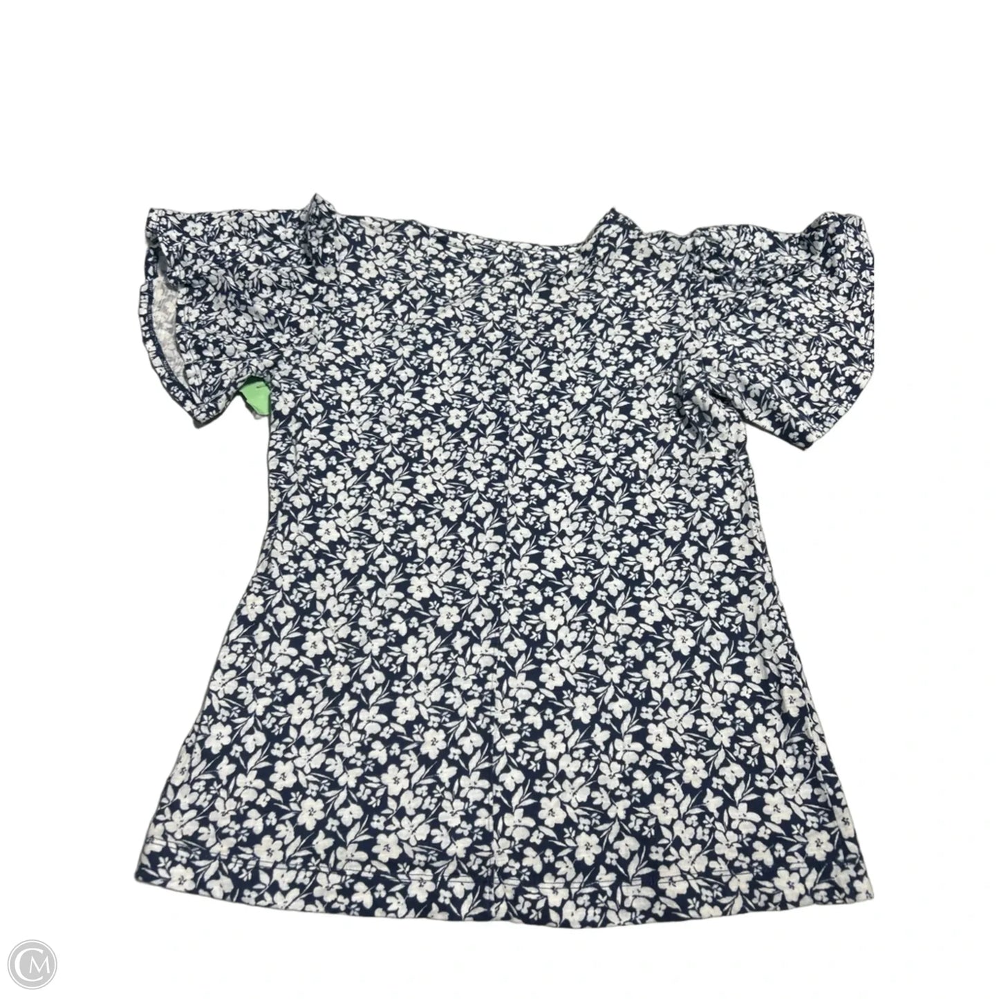 Top Short Sleeve By Lc Lauren Conrad In Blue & White, Size: S