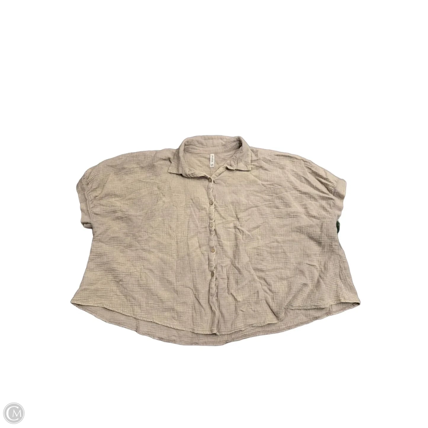 Top Short Sleeve By Zenana In Tan, Size: L