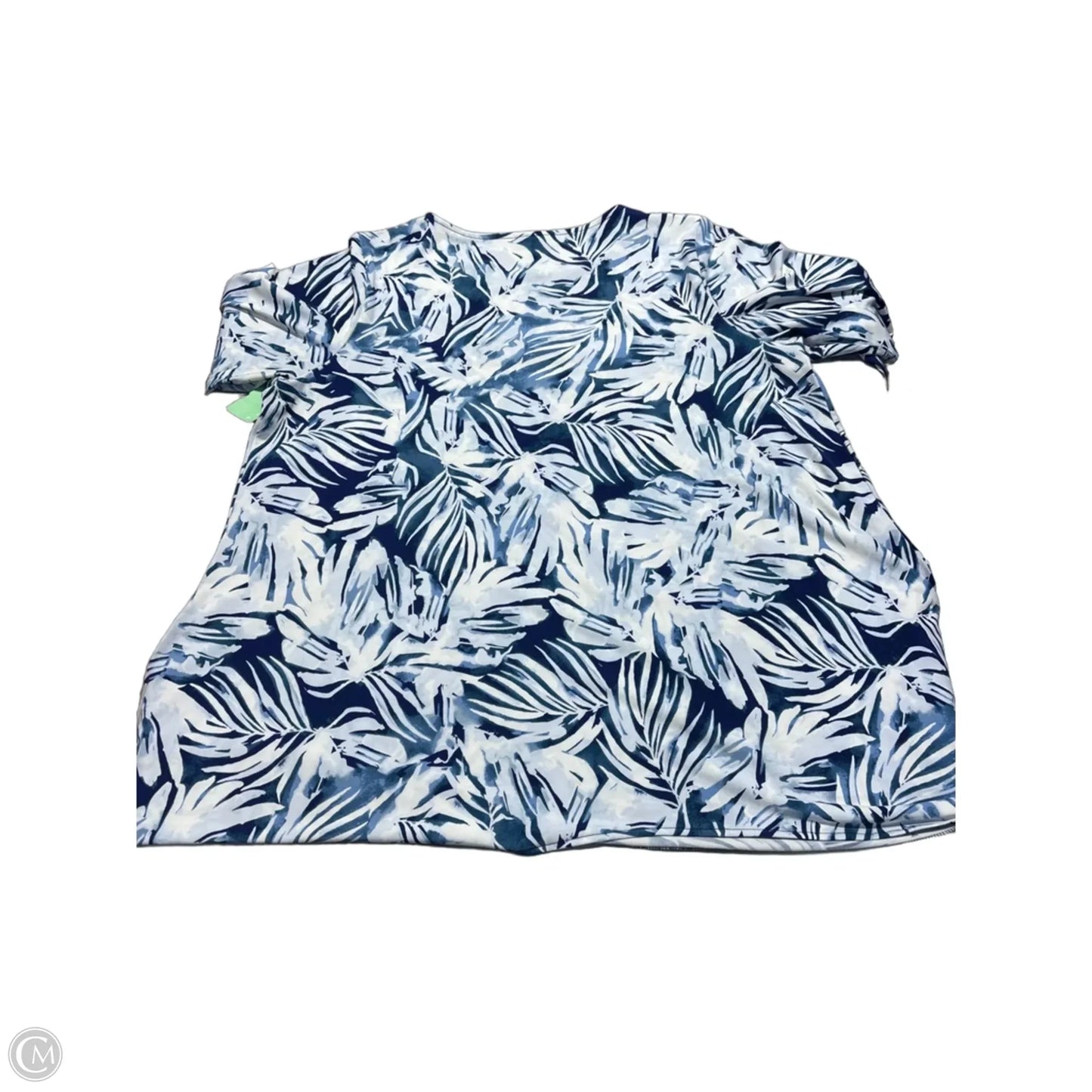 Top 3/4 Sleeve By Alfani In Blue & White, Size: 2x