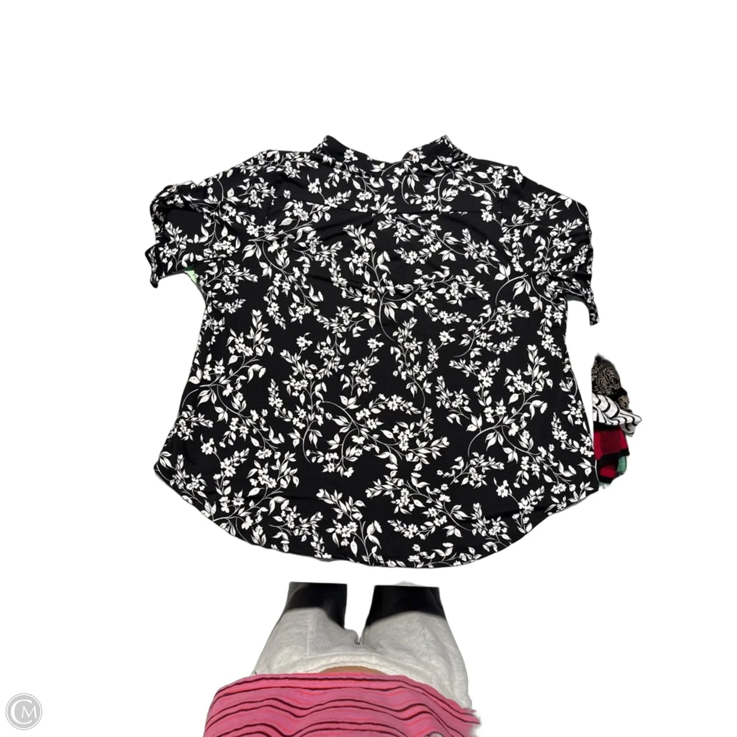 Top Short Sleeve By Cme In Black & White, Size: 3x