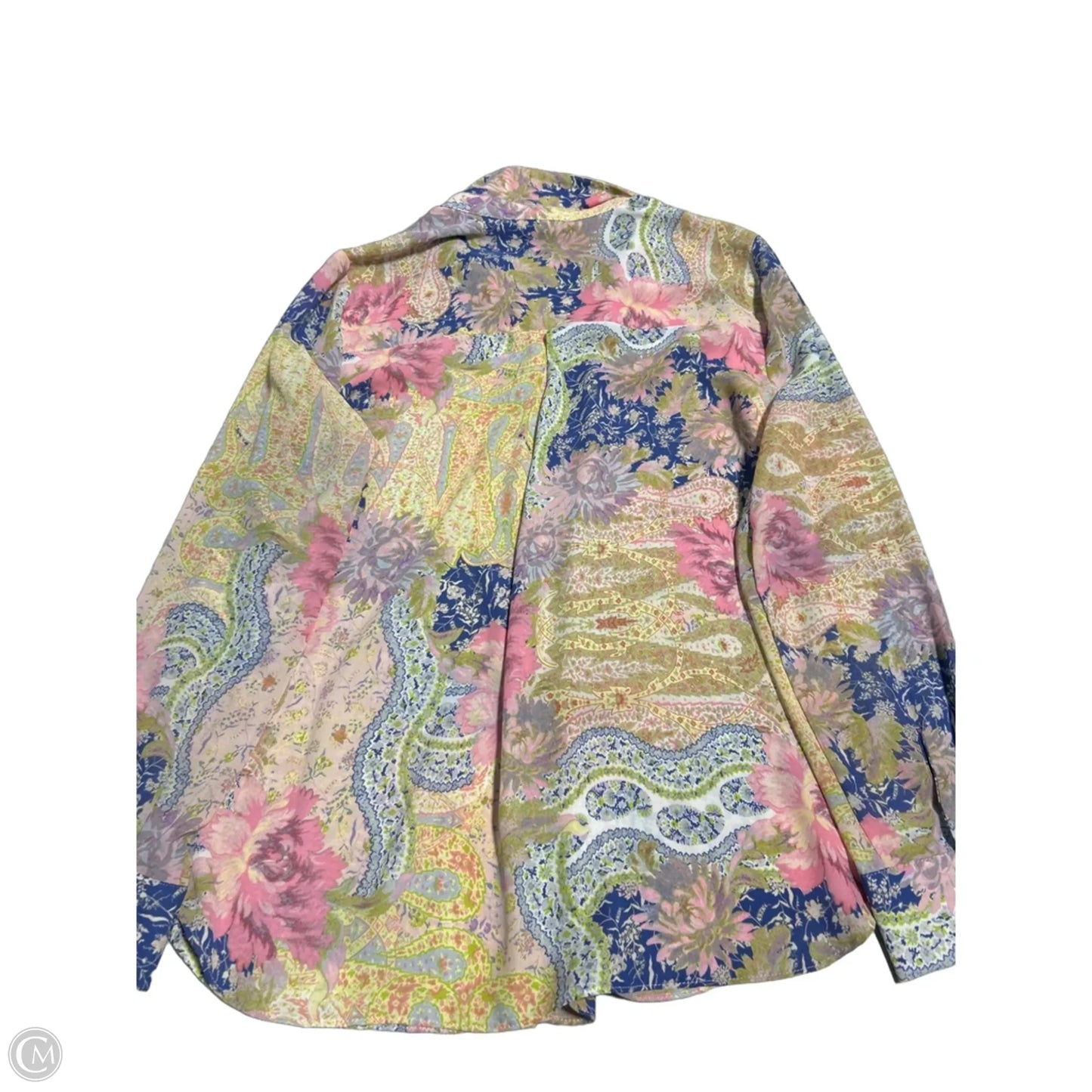 Top Long Sleeve By Rose And Olive In Green & Pink, Size: M