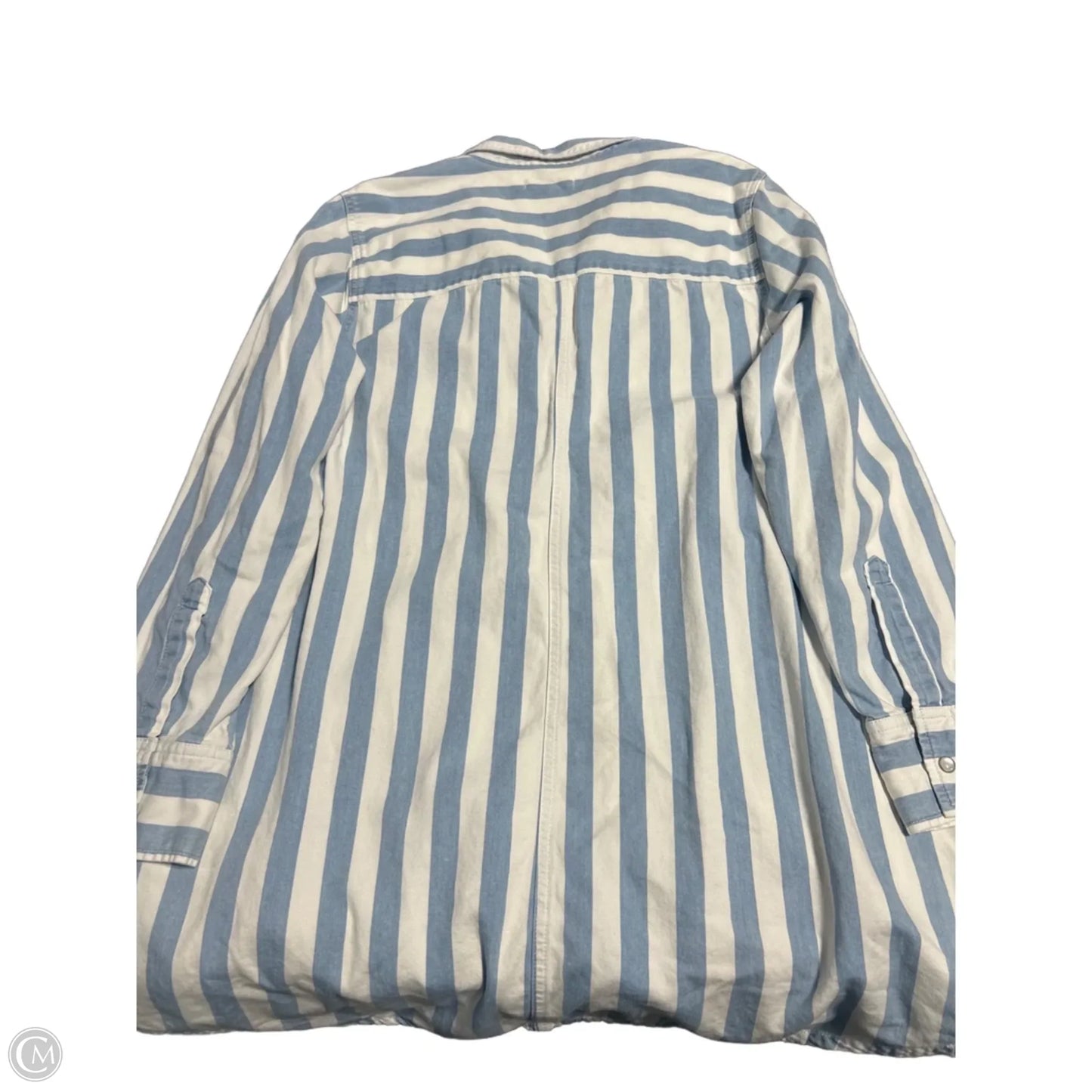 Top Long Sleeve By Good American In Blue & White, Size: Xl