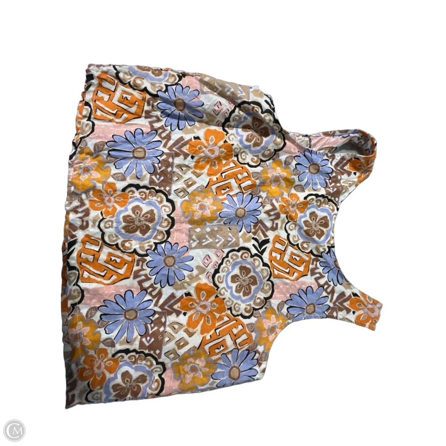 Tank Top By Nicole Miller In Cream & Orange, Size: L