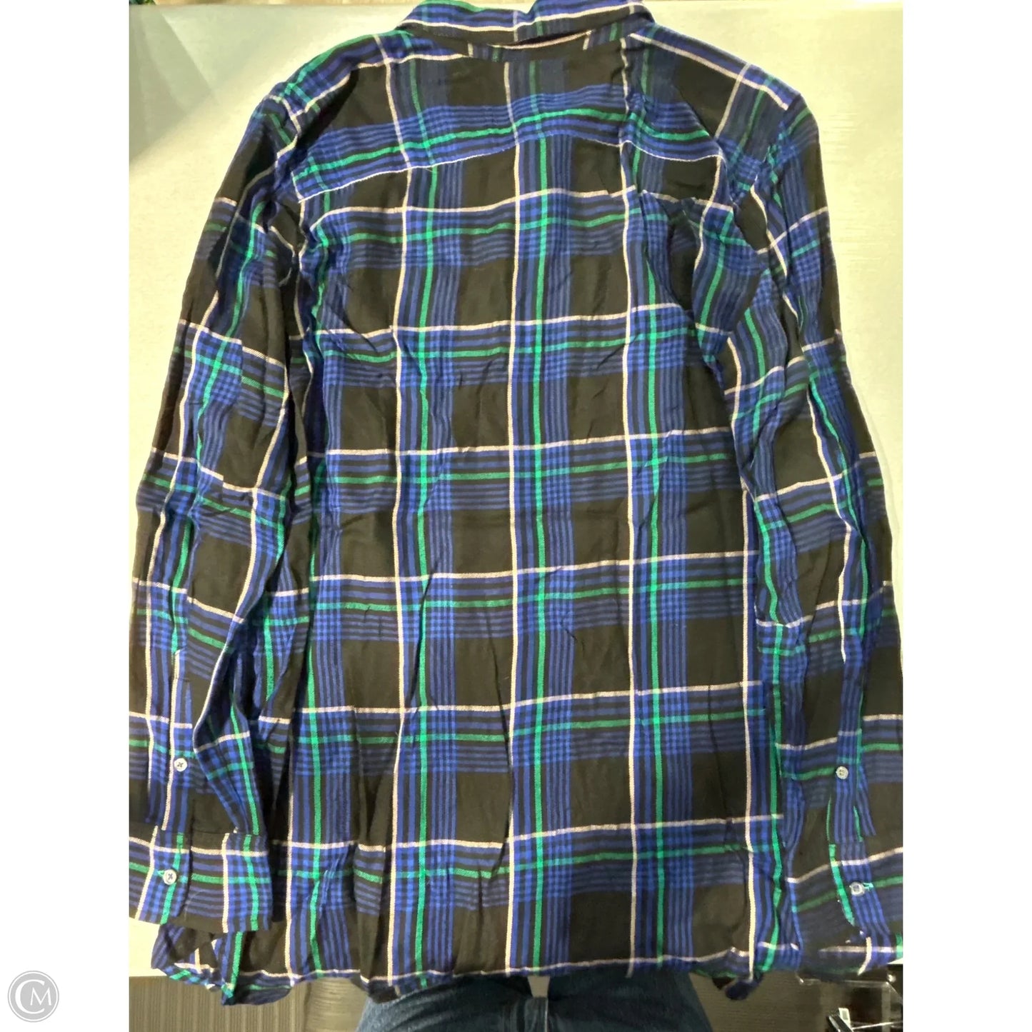 Top Long Sleeve By Talbots In Plaid Pattern, Size: L