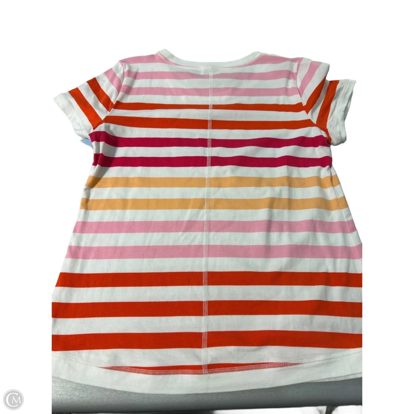 Top Short Sleeve By Talbots In Striped Pattern, Size: L