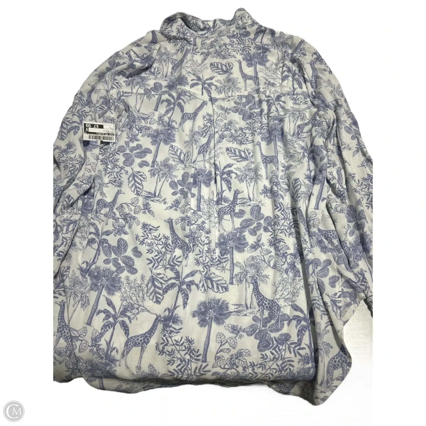 Top Long Sleeve By Jane And Delancey In Blue & White, Size: L