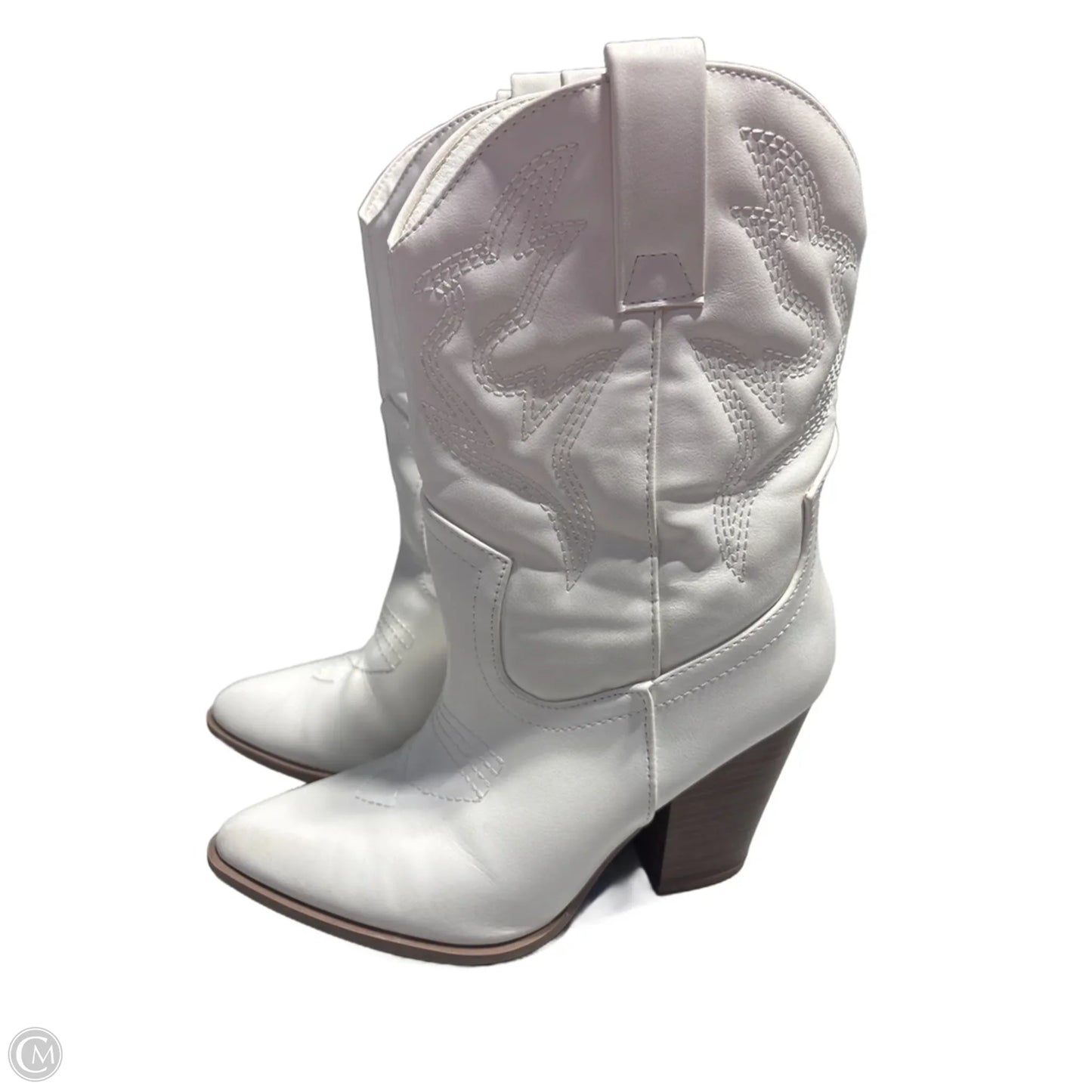 Boots Mid-calf Heels By Cme In White, Size: 6.5