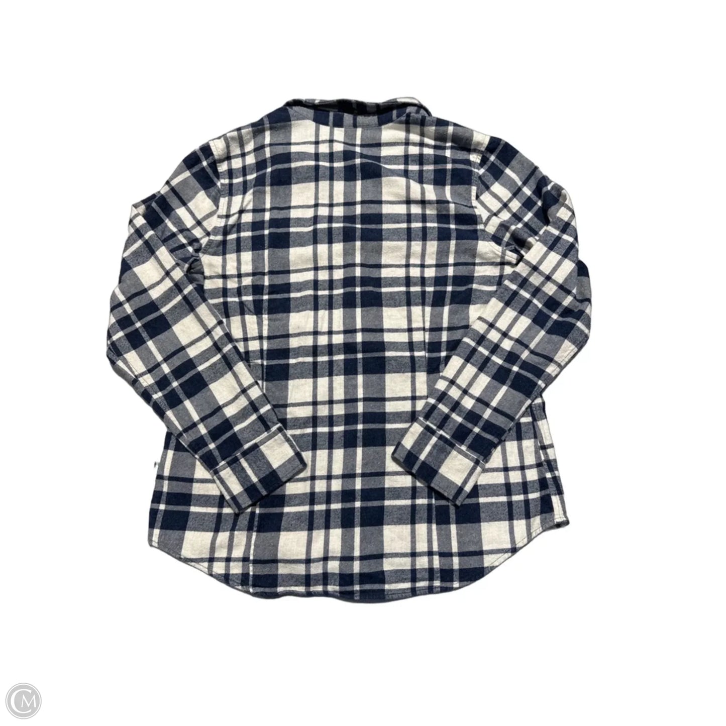 Top Long Sleeve By Patagonia In Blue & White, Size: L