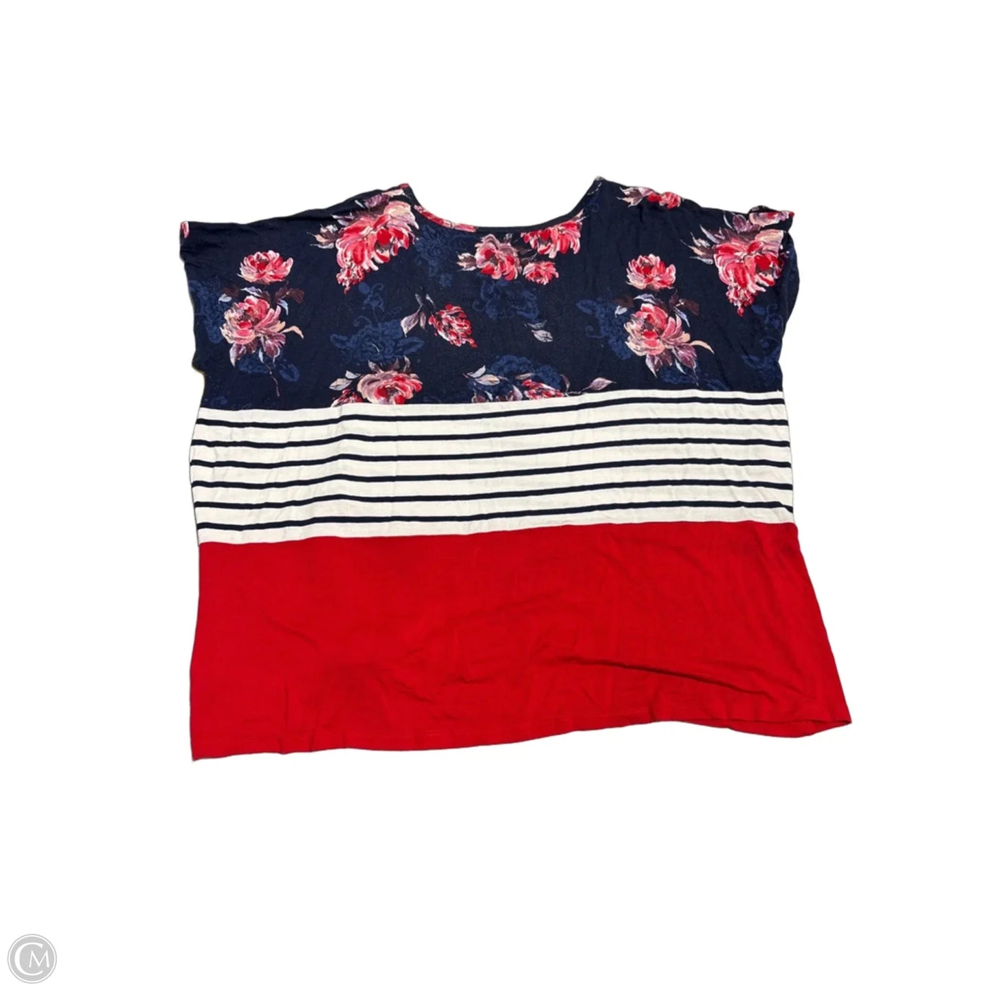 Top Short Sleeve By Maurices In Blue & Red, Size: 1x