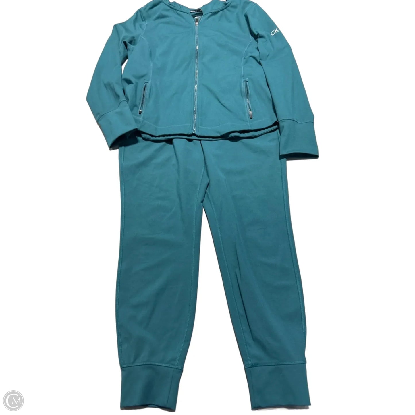 Top 2pc Long Sleeve By Calvin Klein In Teal, Size: L