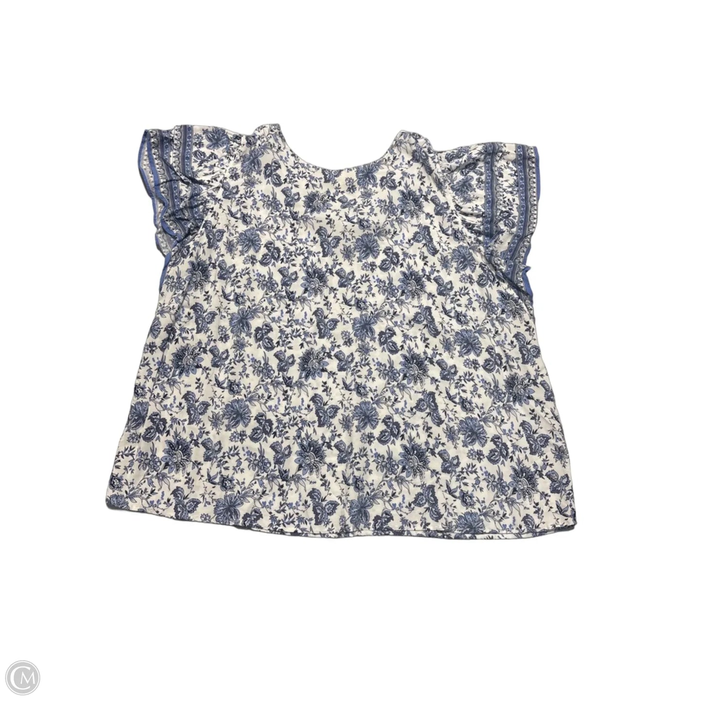 Top Short Sleeve By Cynthia Rowley In Blue & White, Size: 3x
