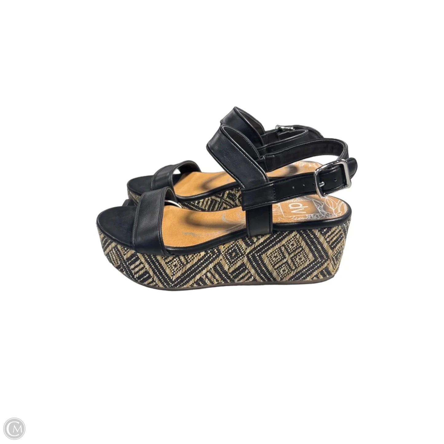 Sandals Heels Platform By Dv In Black, Size: 6