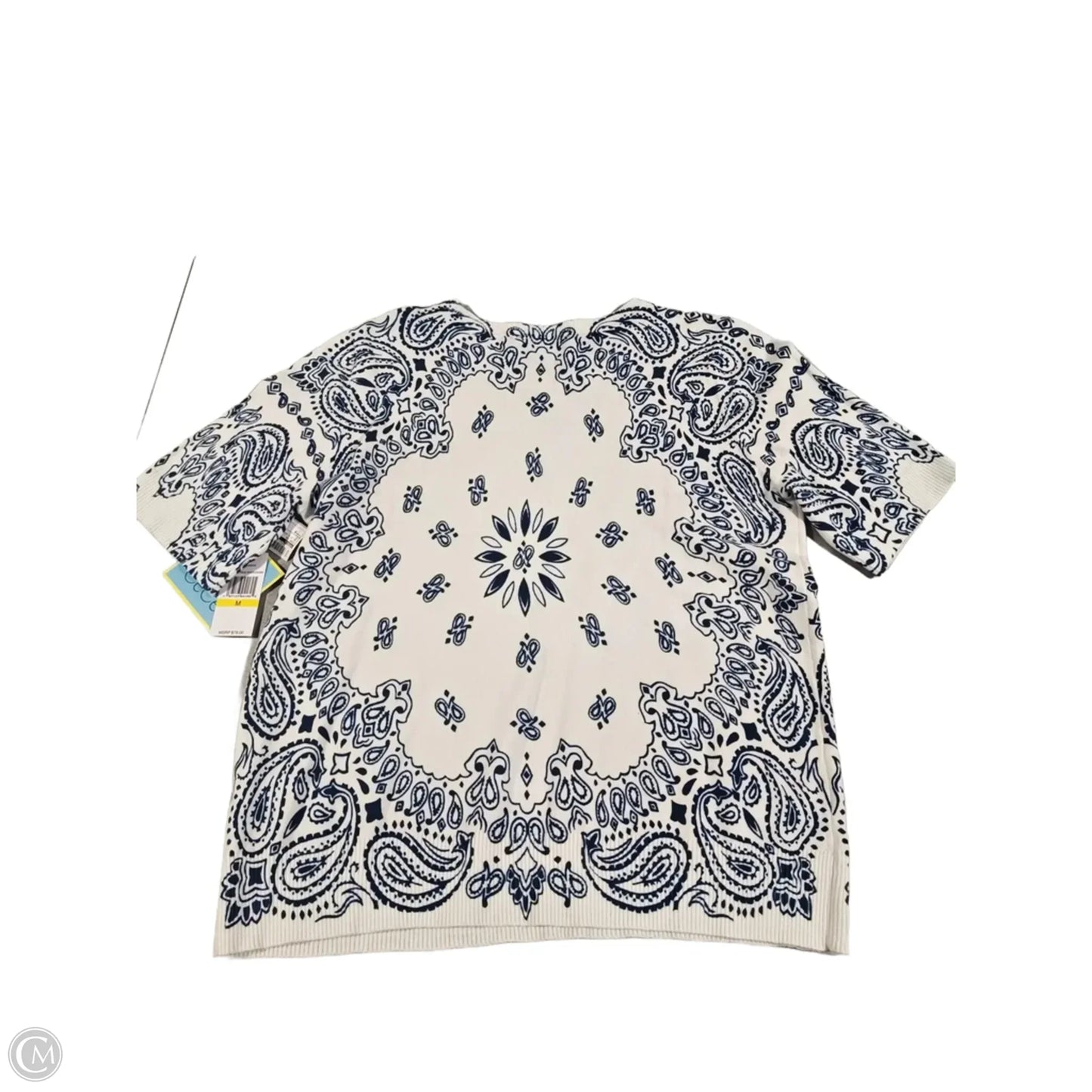 Top Short Sleeve By Cece In Blue & White, Size: M