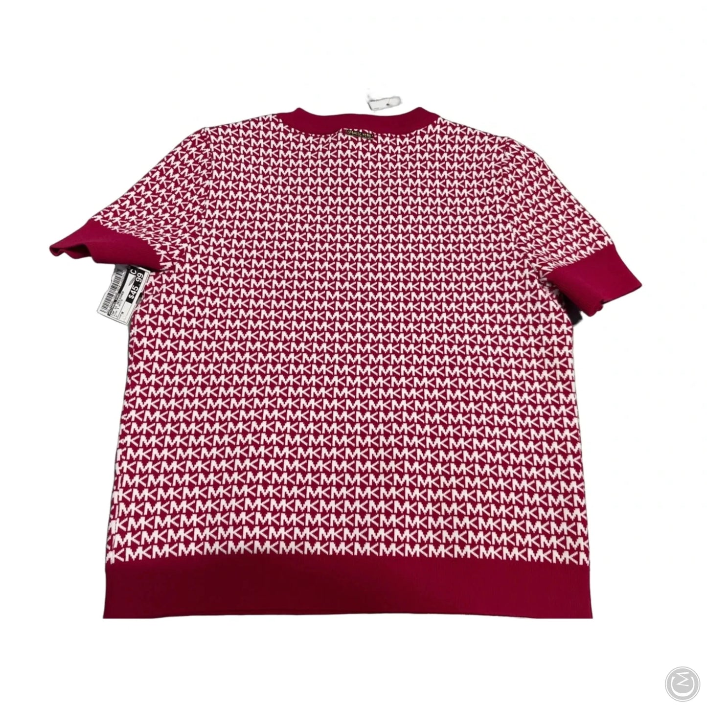 Top Short Sleeve Designer By Michael Kors In Pink & White, Size: M