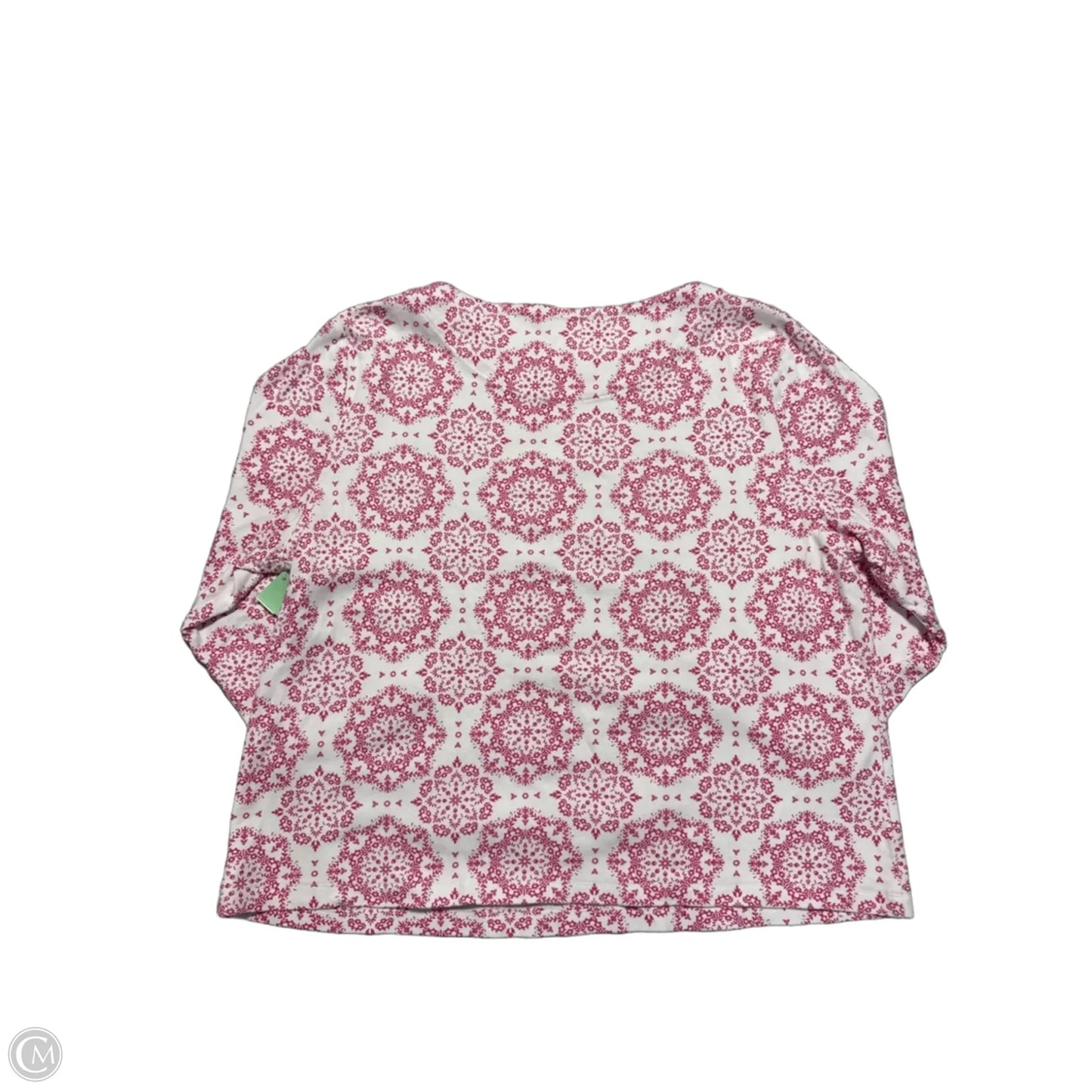 Top 3/4 Sleeve By Croft And Barrow In Pink & White, Size: Xl