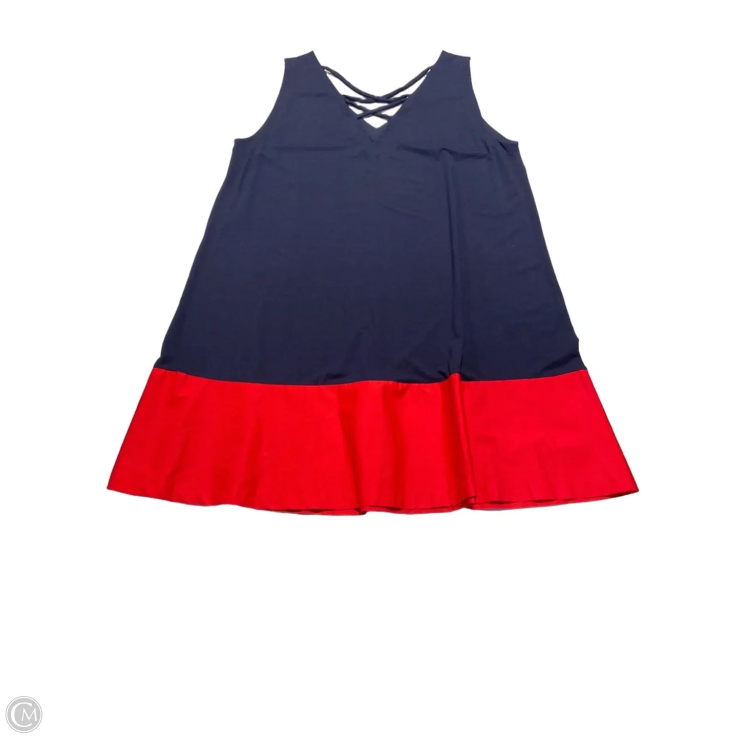 Dress Casual Midi By Loft In Blue & Red, Size: 2x