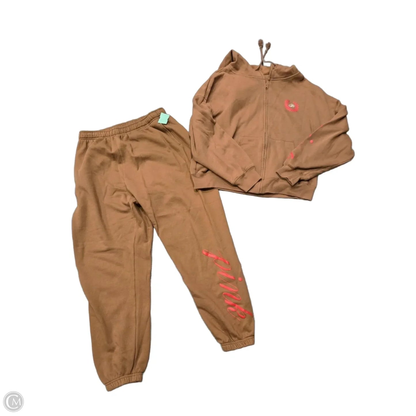 Pants Set 2pc By Pink In Brown & Red, Size: L