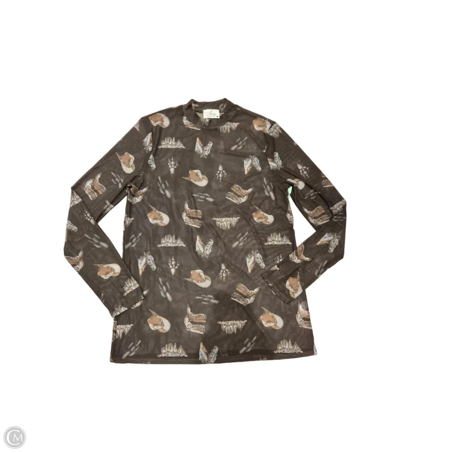 Top Long Sleeve By Cmc In Green, Size: L