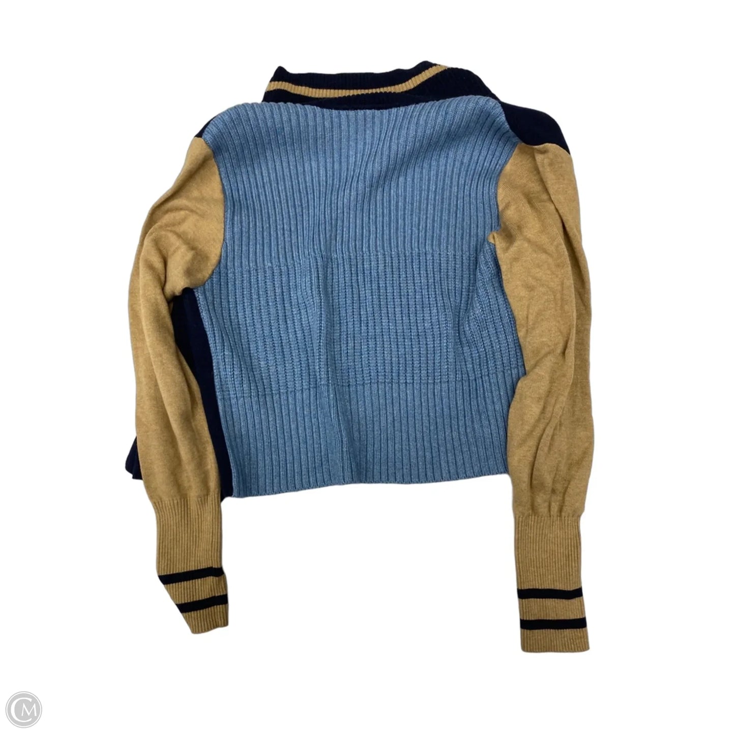 Sweater Cardigan By Cabi In Blue & Tan, Size: S