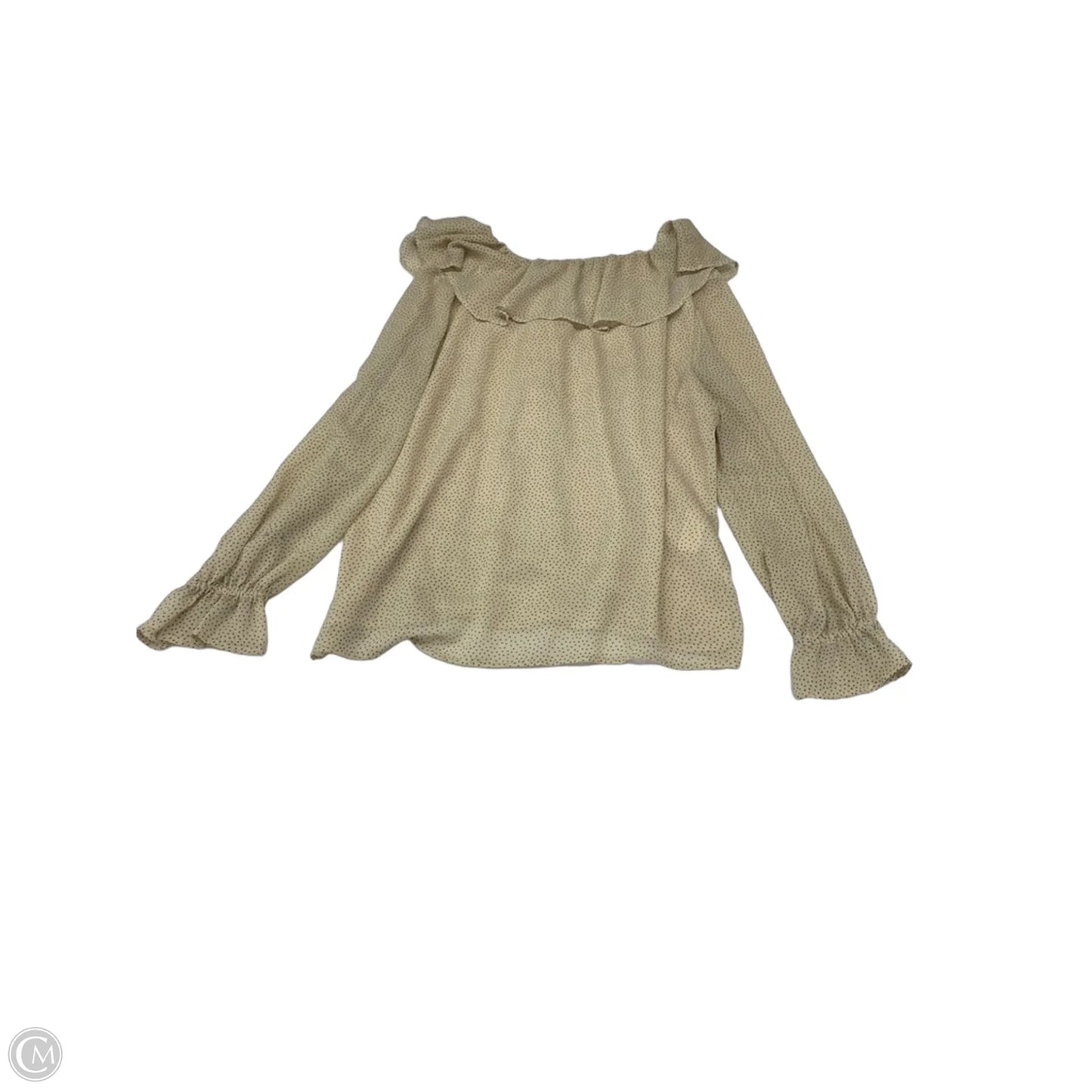 Blouse Long Sleeve By Loft In Black & Cream, Size: Xl