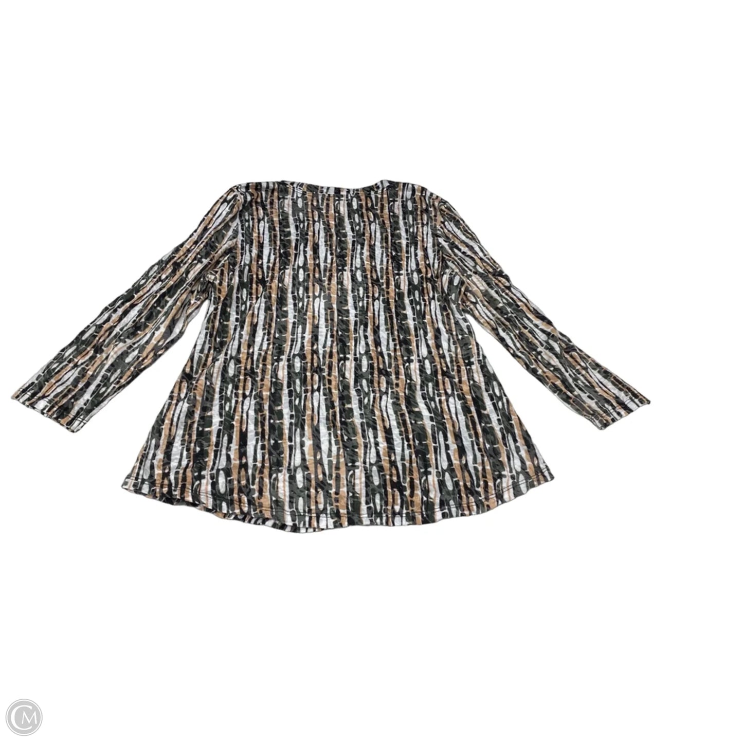 Top 3/4 Sleeve By Cmc In Green & Tan, Size: M