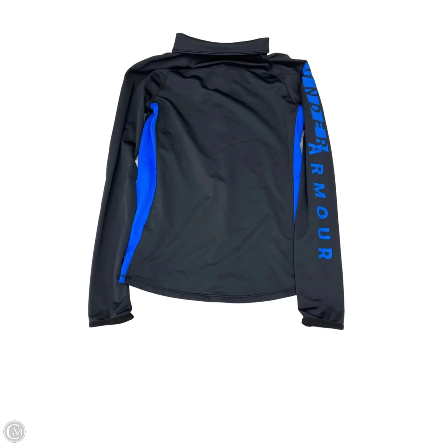 Athletic Top Long Sleeve Collar By Under Armour In Black & Blue, Size: S