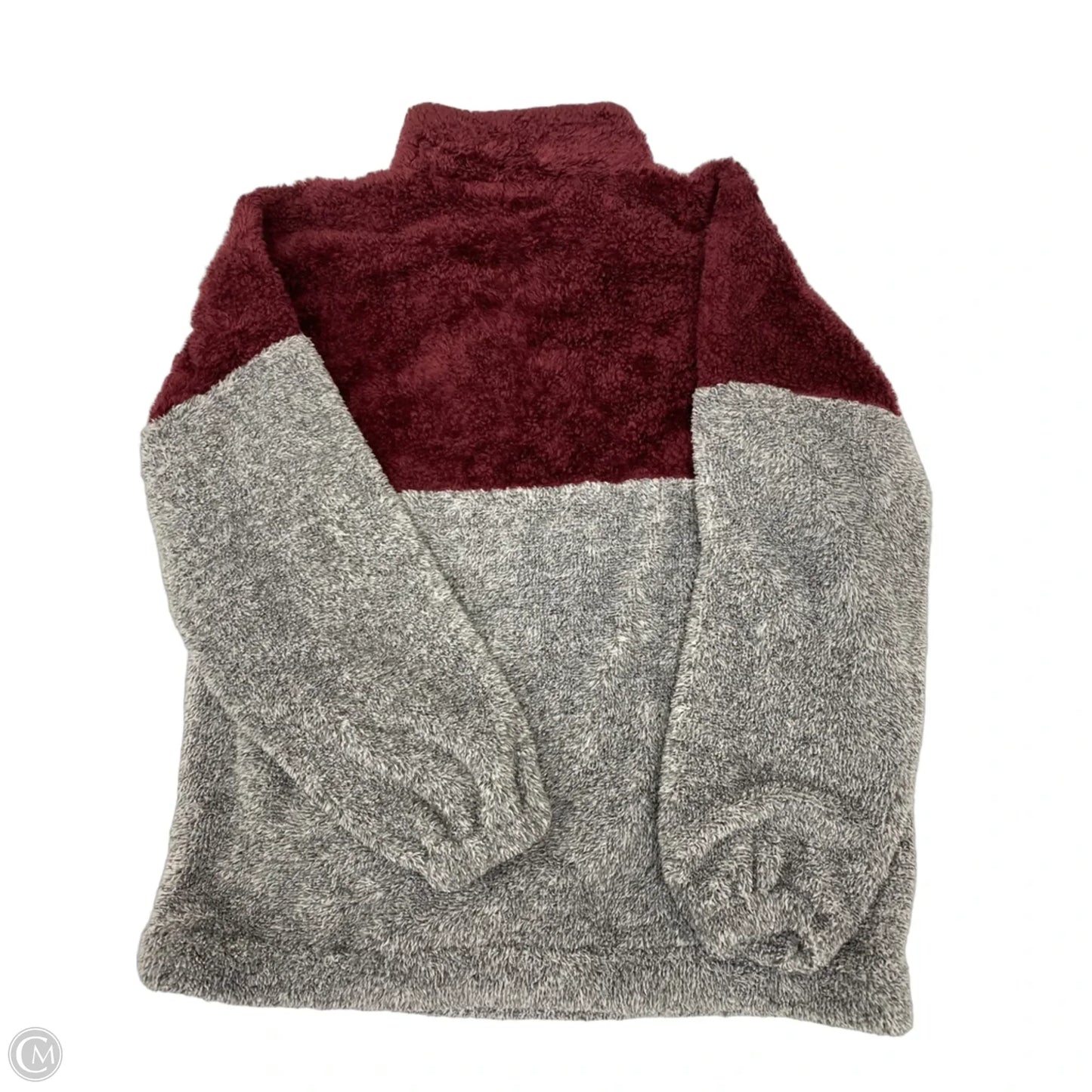 Jacket Faux Fur & Sherpa By Zenana Outfitters In Grey & Red, Size: 1x