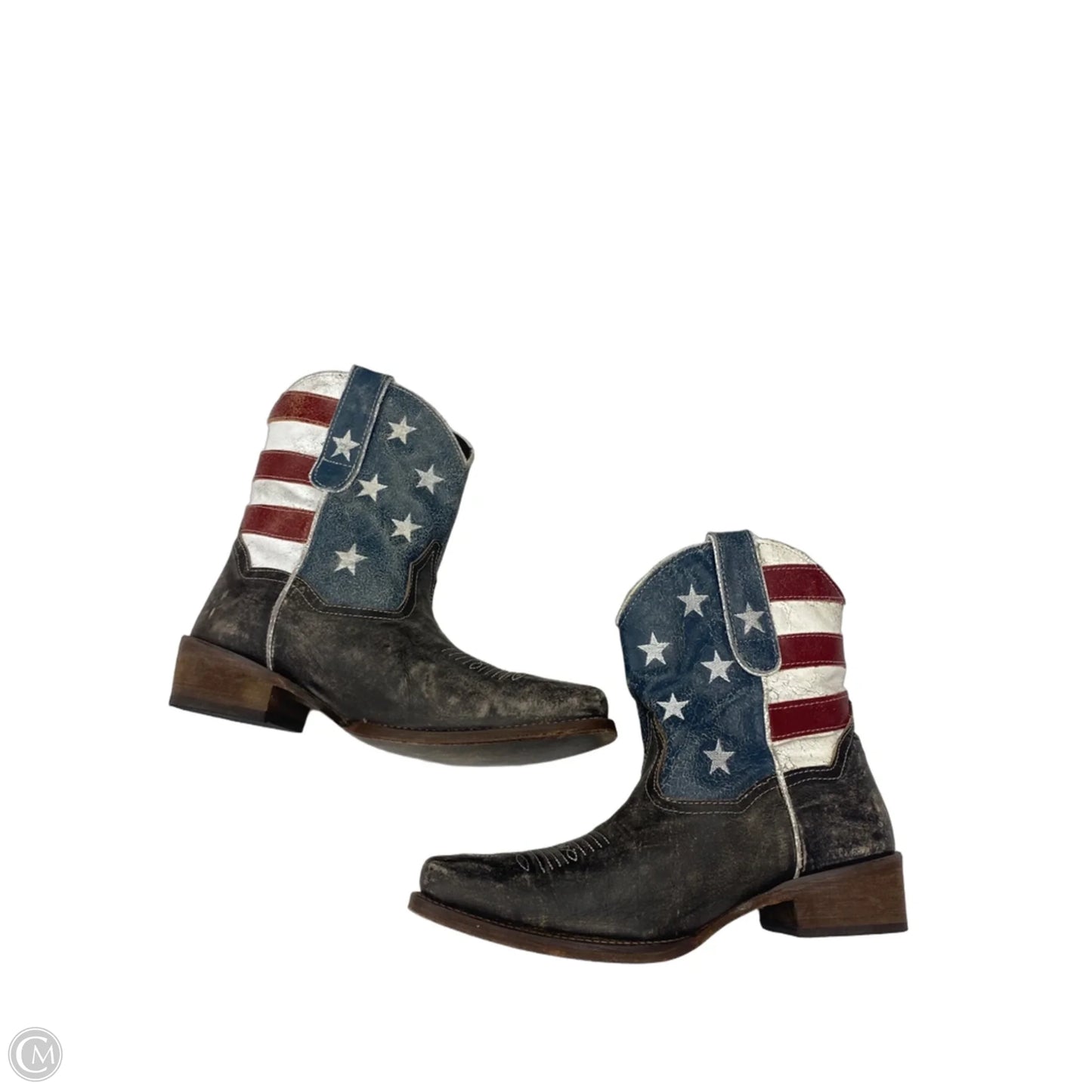 Boots Ankle Heels By Roper In Blue & Red & White, Size: 8.5