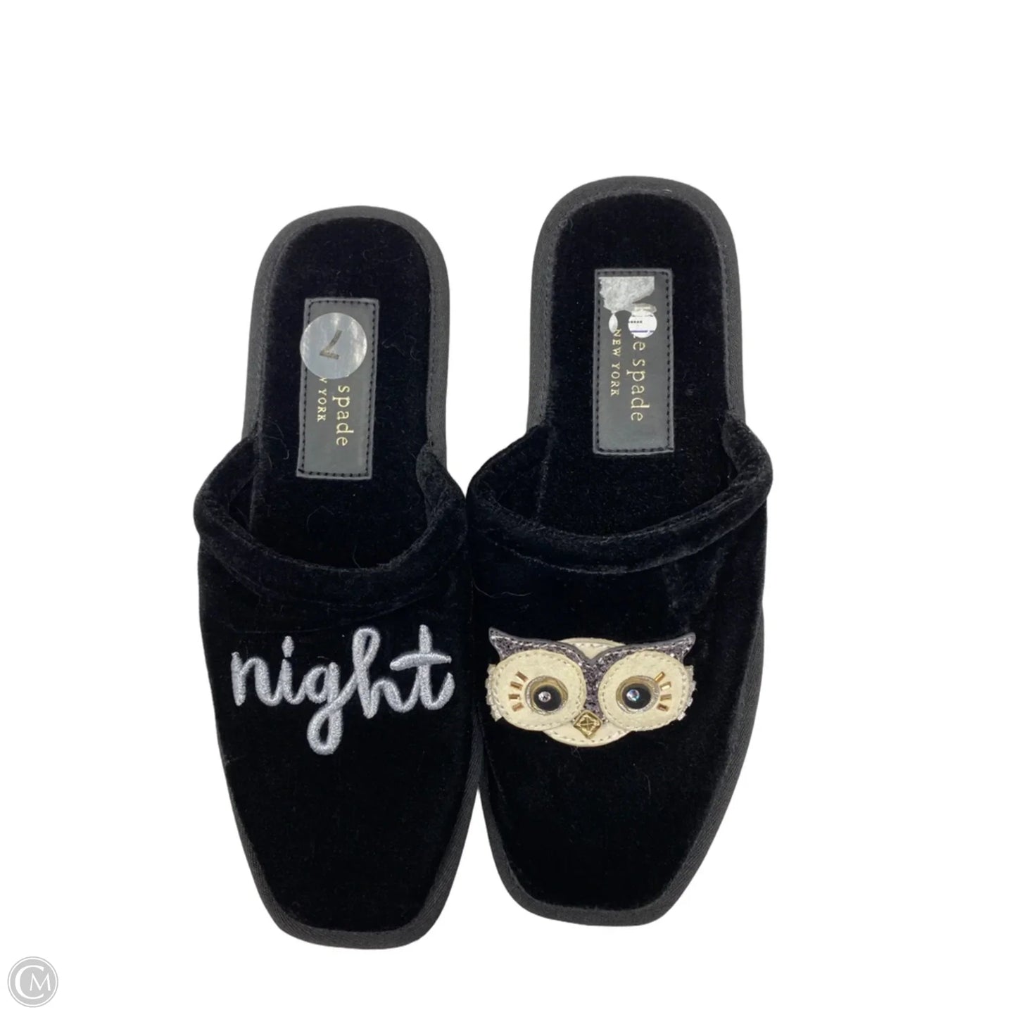 Slippers Designer By Kate Spade In Black, Size: 7
