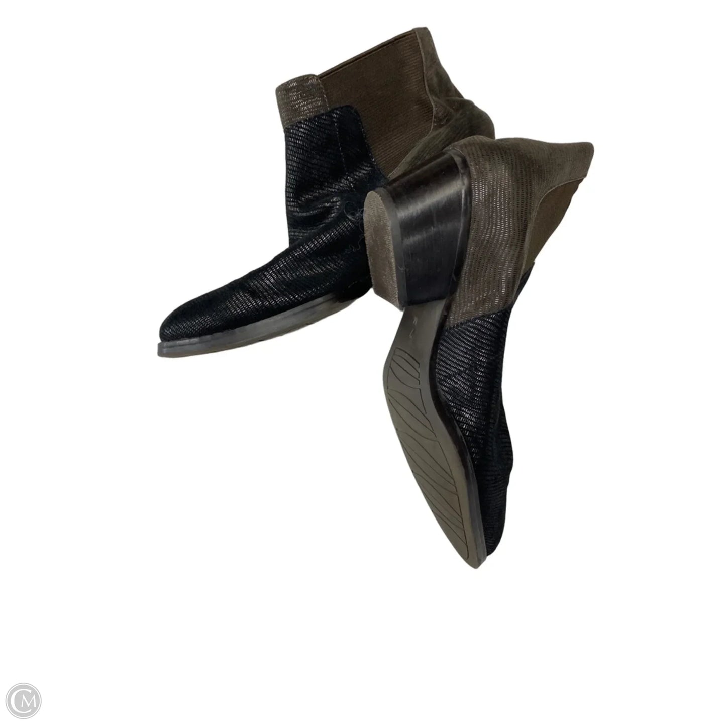 Boots Ankle Heels By Vaneli In Black & Brown, Size: 7