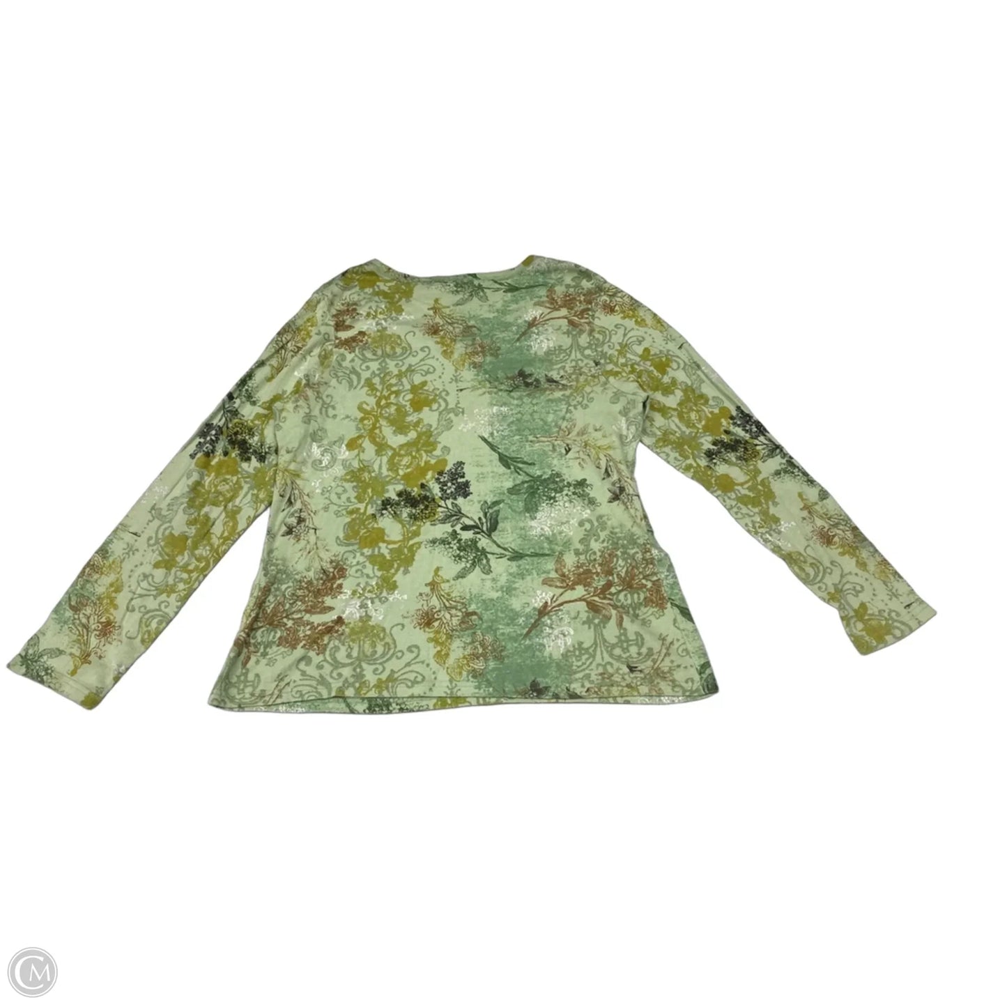 Top Long Sleeve By Basic Editions In Green, Size: L