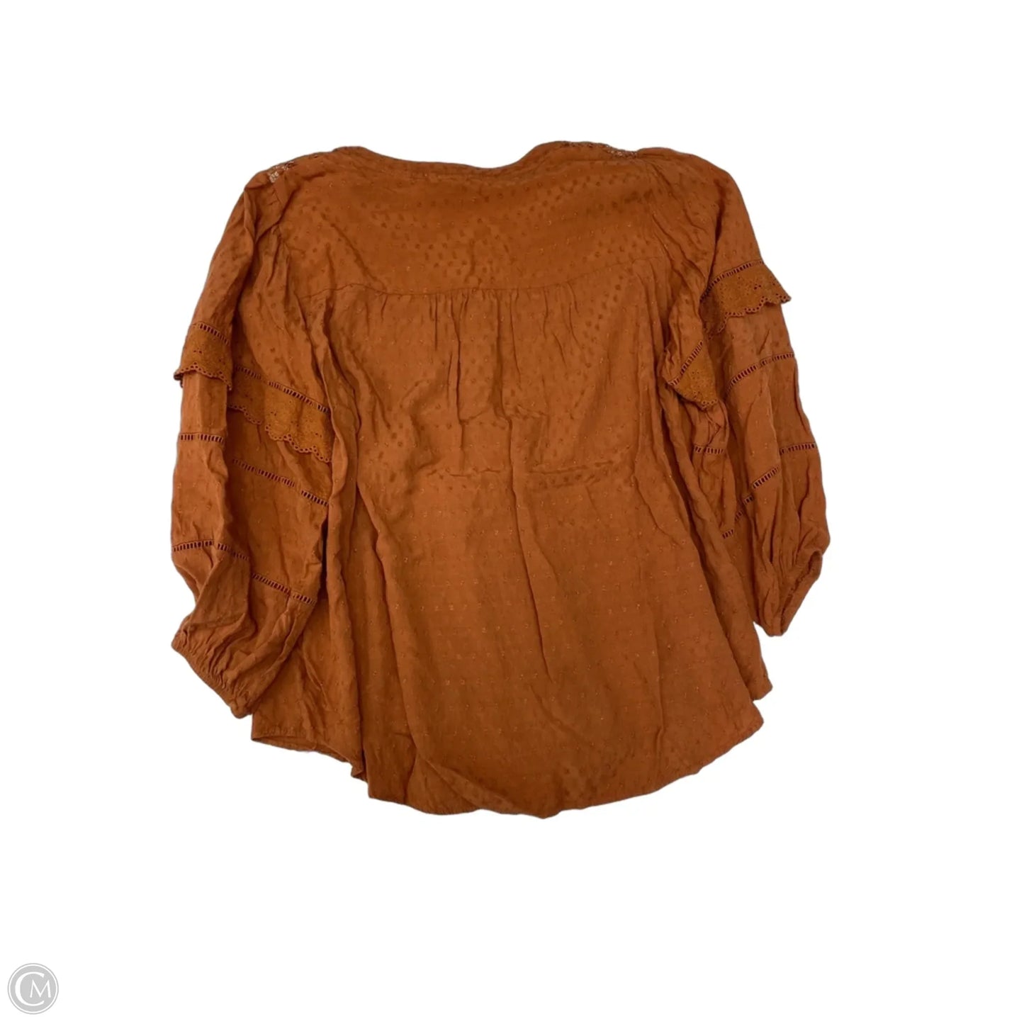 Blouse Long Sleeve By Knox Rose In Coral, Size: L