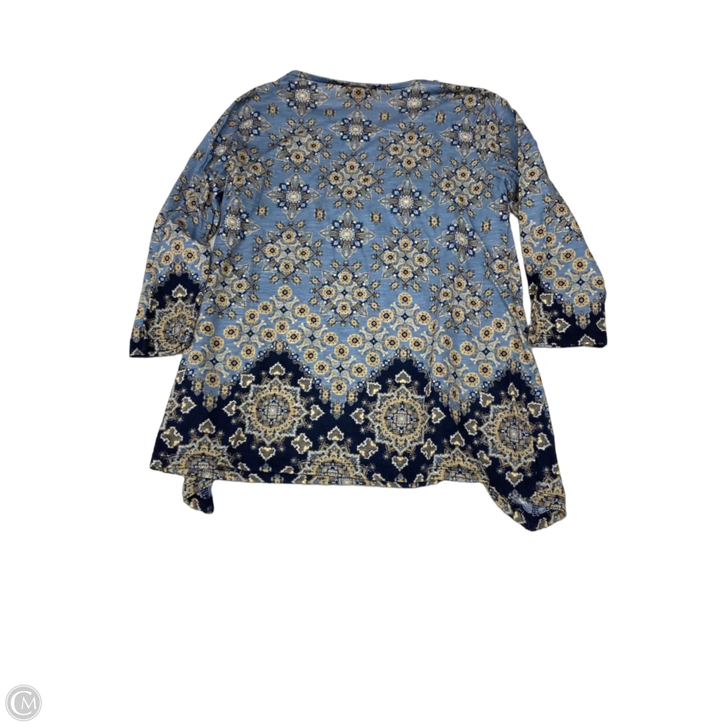Top 3/4 Sleeve By Ruby Rd In Blue & Tan, Size: Sp