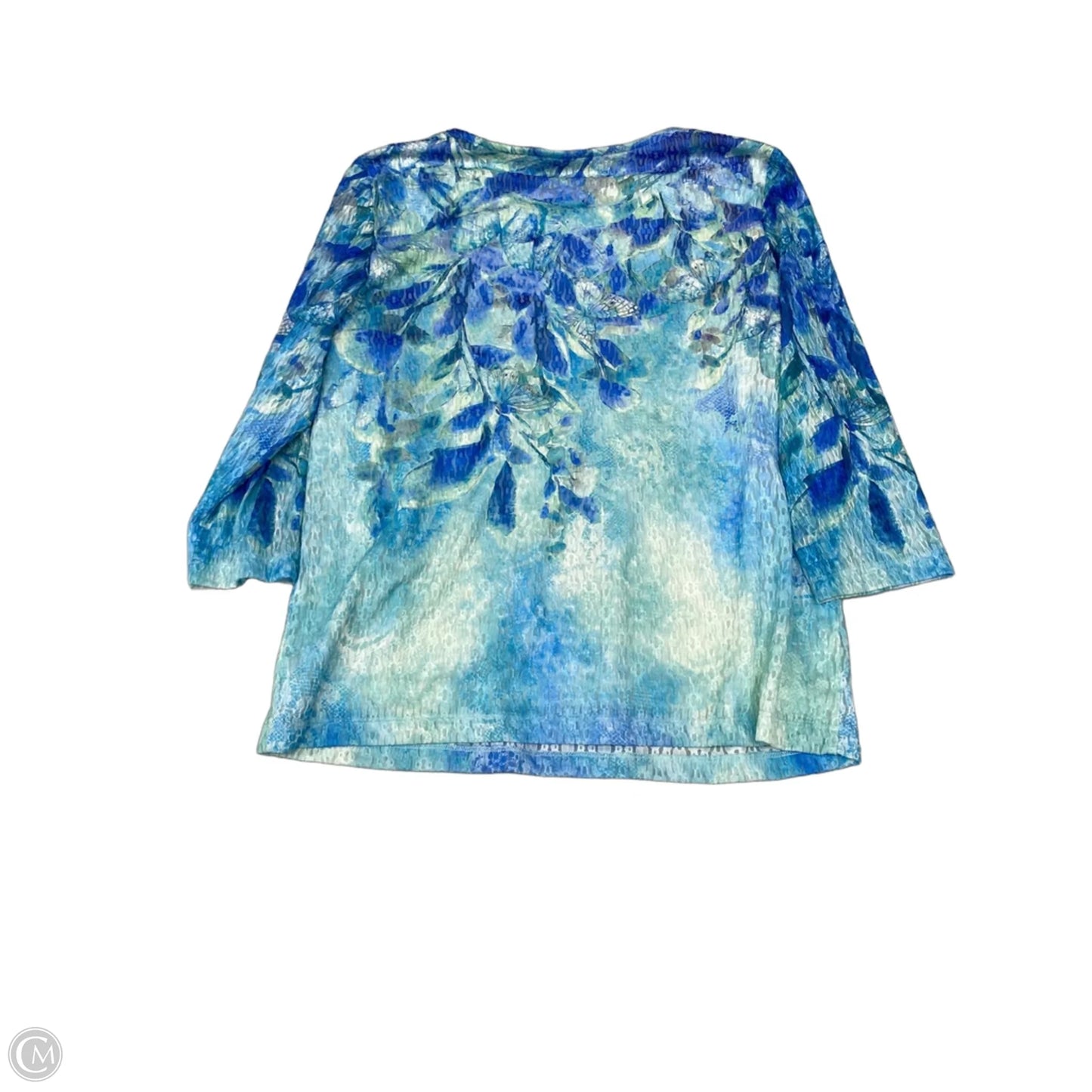 Blouse 3/4 Sleeve By Alfred Dunner In Blue & Green, Size: Mp
