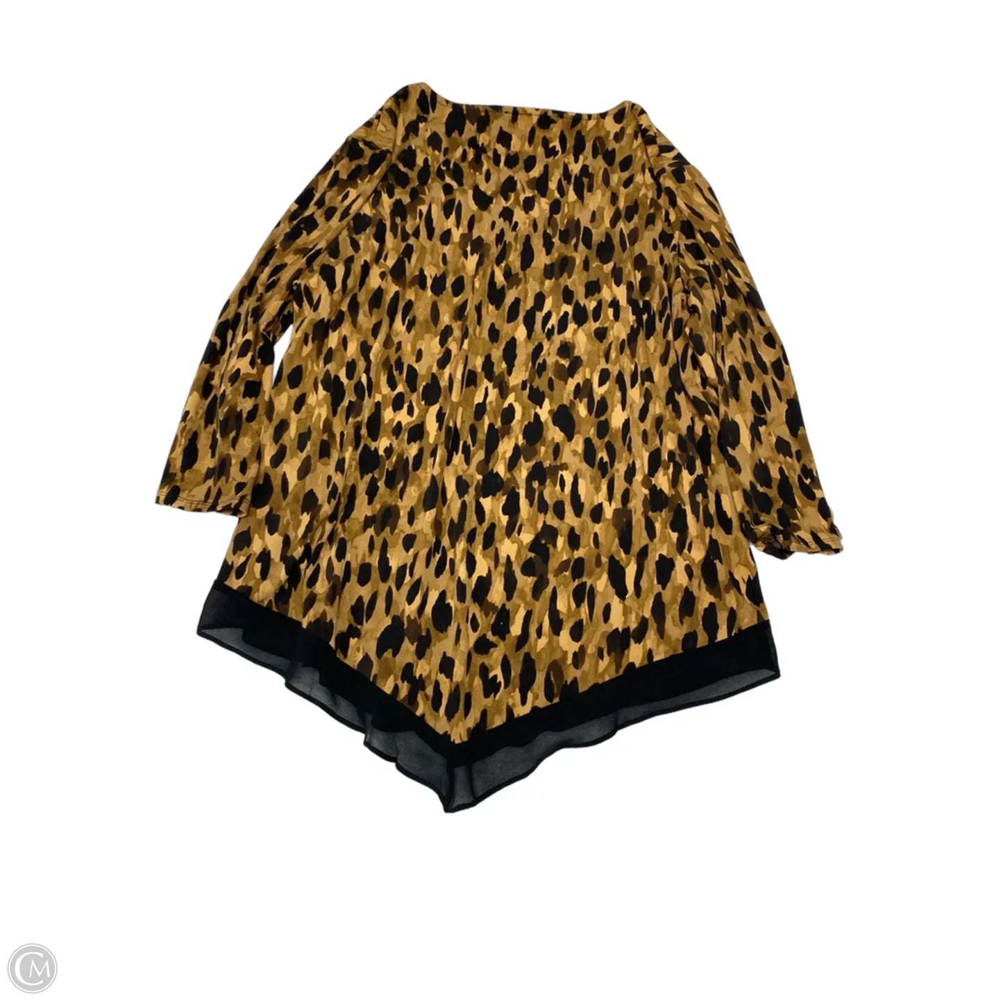 Top Long Sleeve By Carmen By Carmen Marc Valvo In Animal Print, Size: Xl