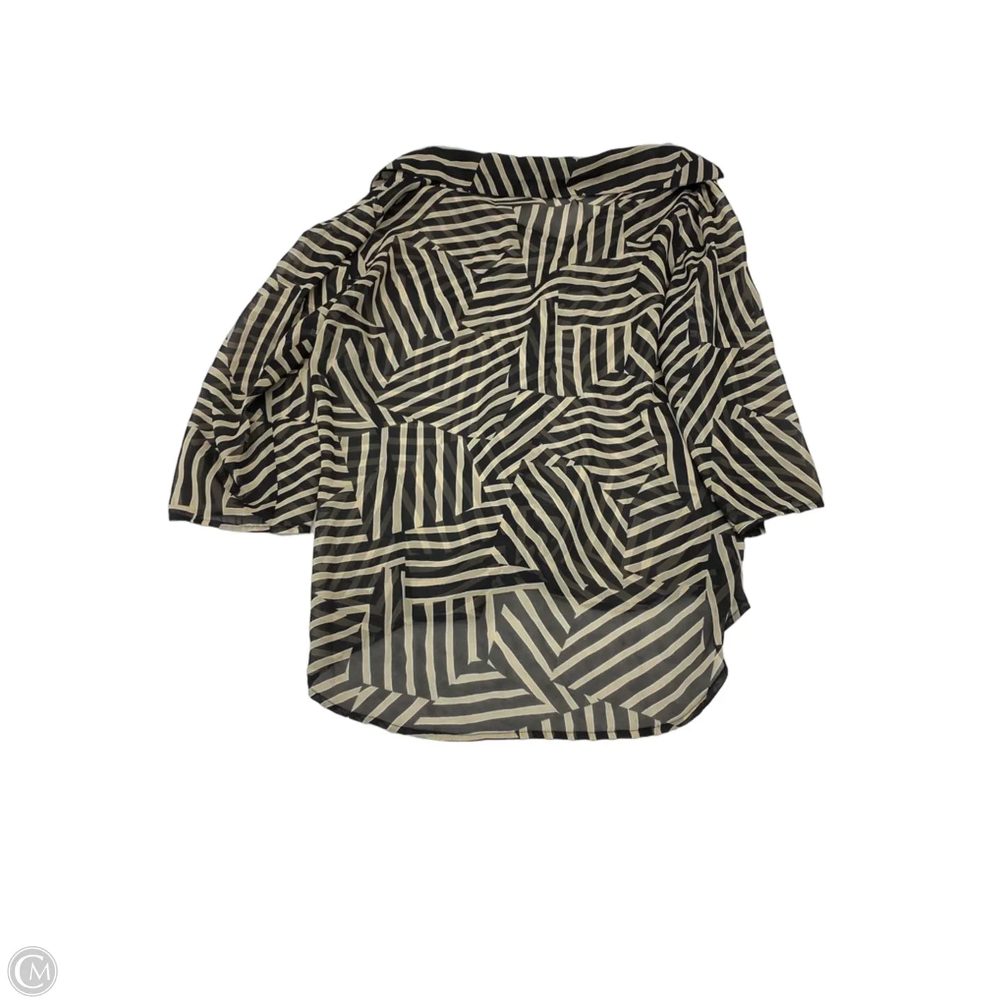 Blouse 3/4 Sleeve By Chicos In Black & Tan, Size: L