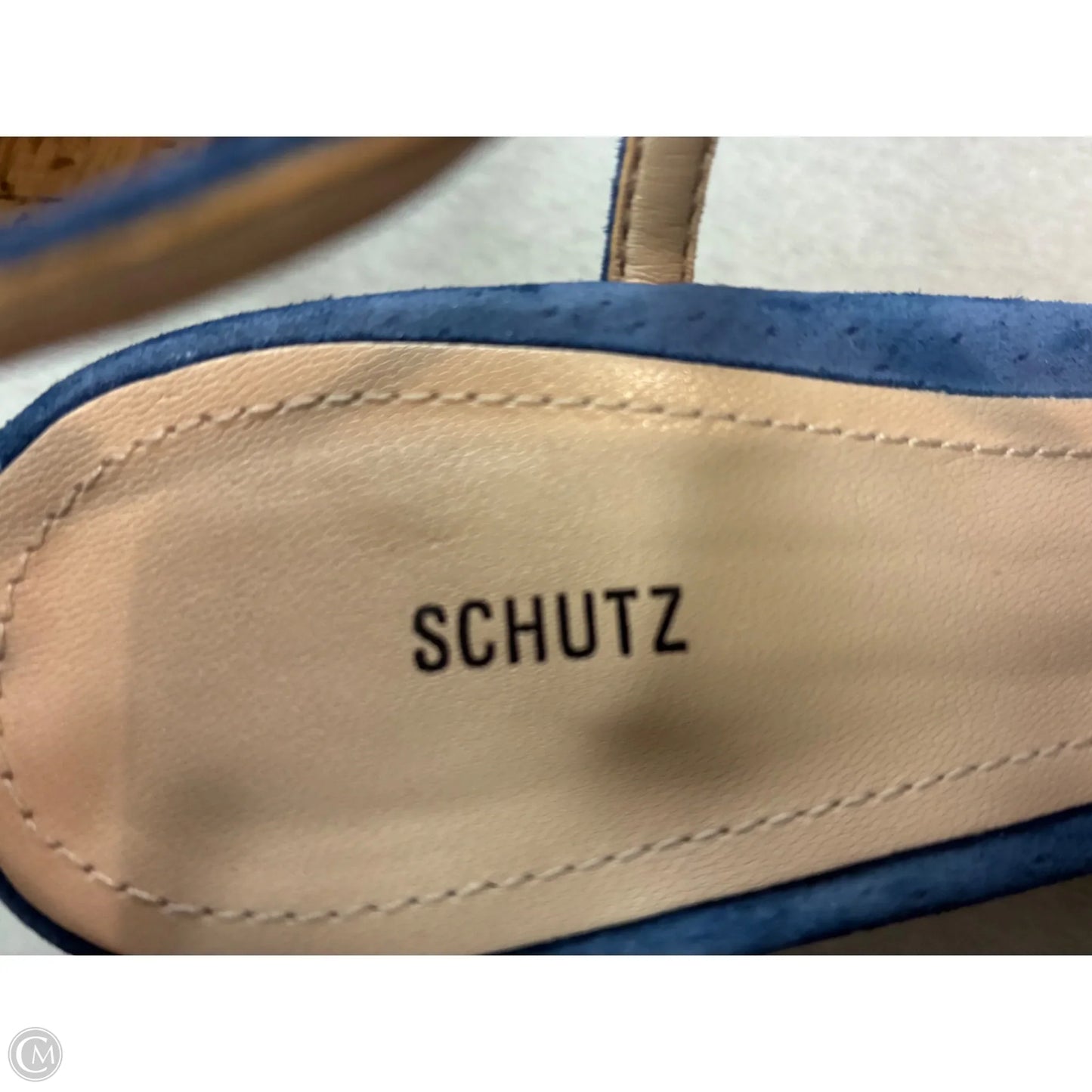 Sandals Heels Wedge By Schutz In Blue & Tan, Size: 7.5