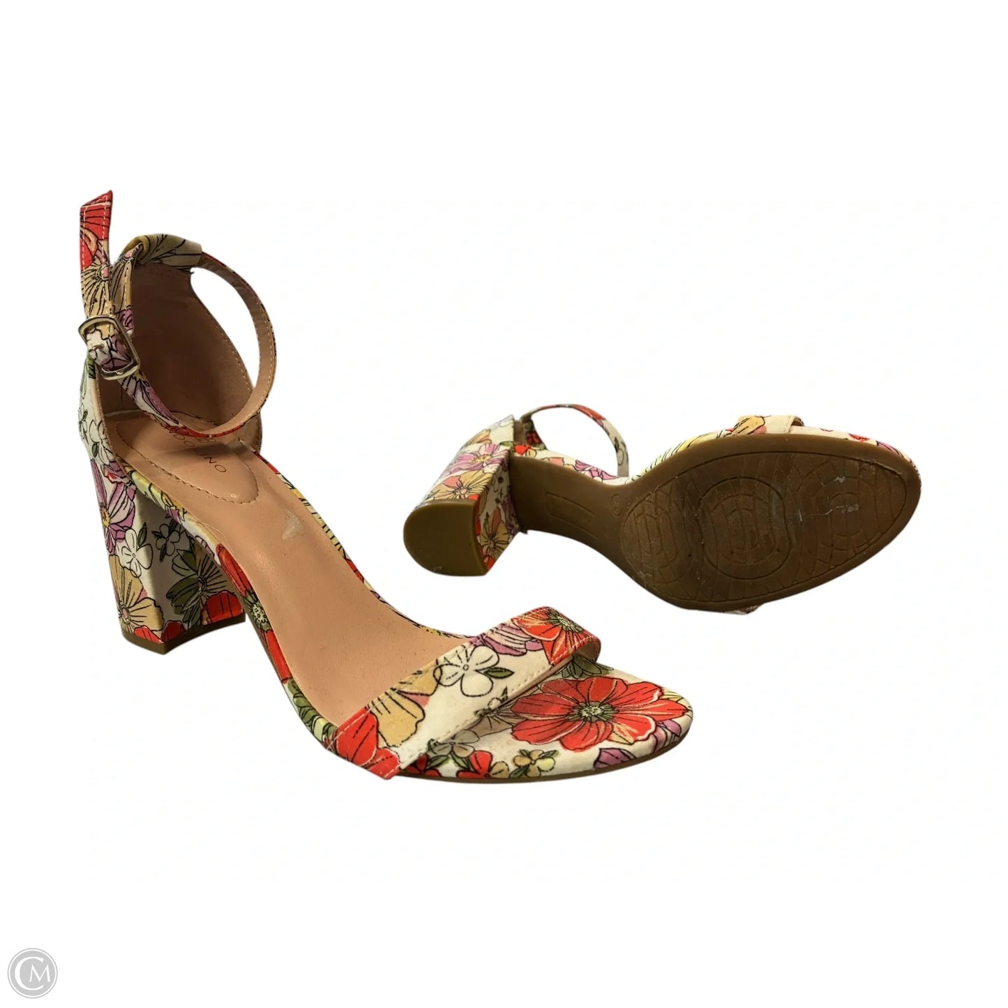 Sandals Heels Block By Bandolino In Floral Print, Size: 8.5